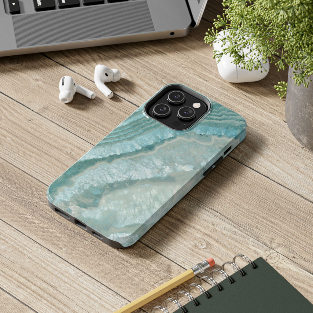 Geode Teal Tough Phone Case — Protective Crystal Agate Design