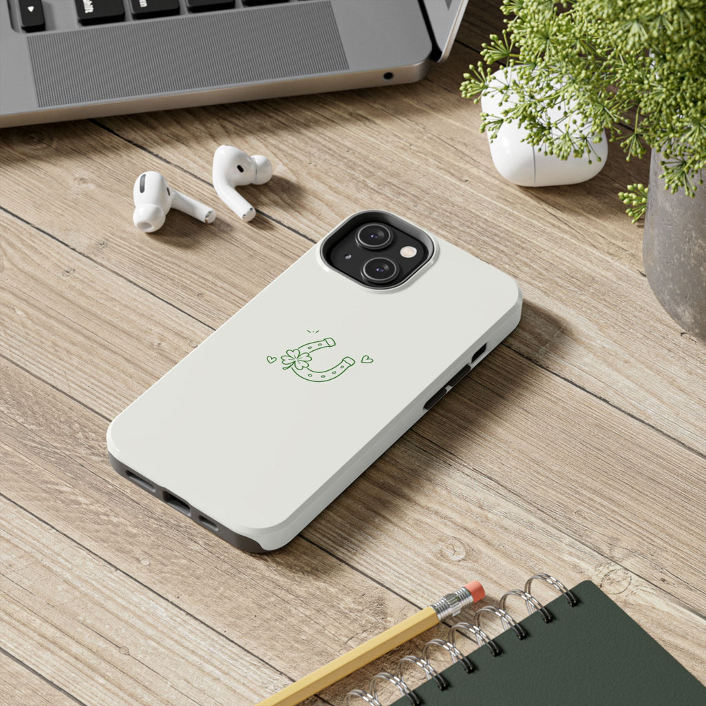Lucky Clover Horseshoe Tough Phone Case — Minimal St. Patrick’s Day Protection