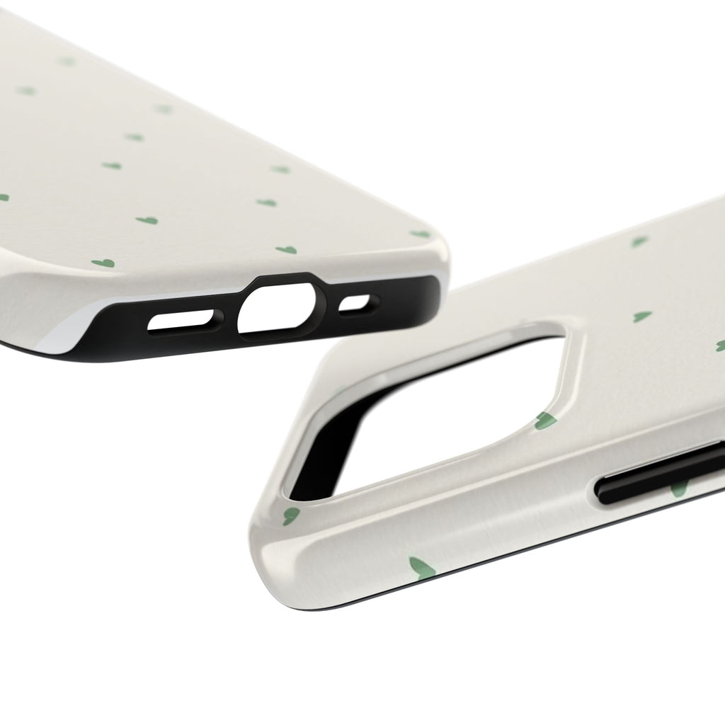 Minimal Green Heart Tough Phone Case — Protective Cute Patterned iPhone Case