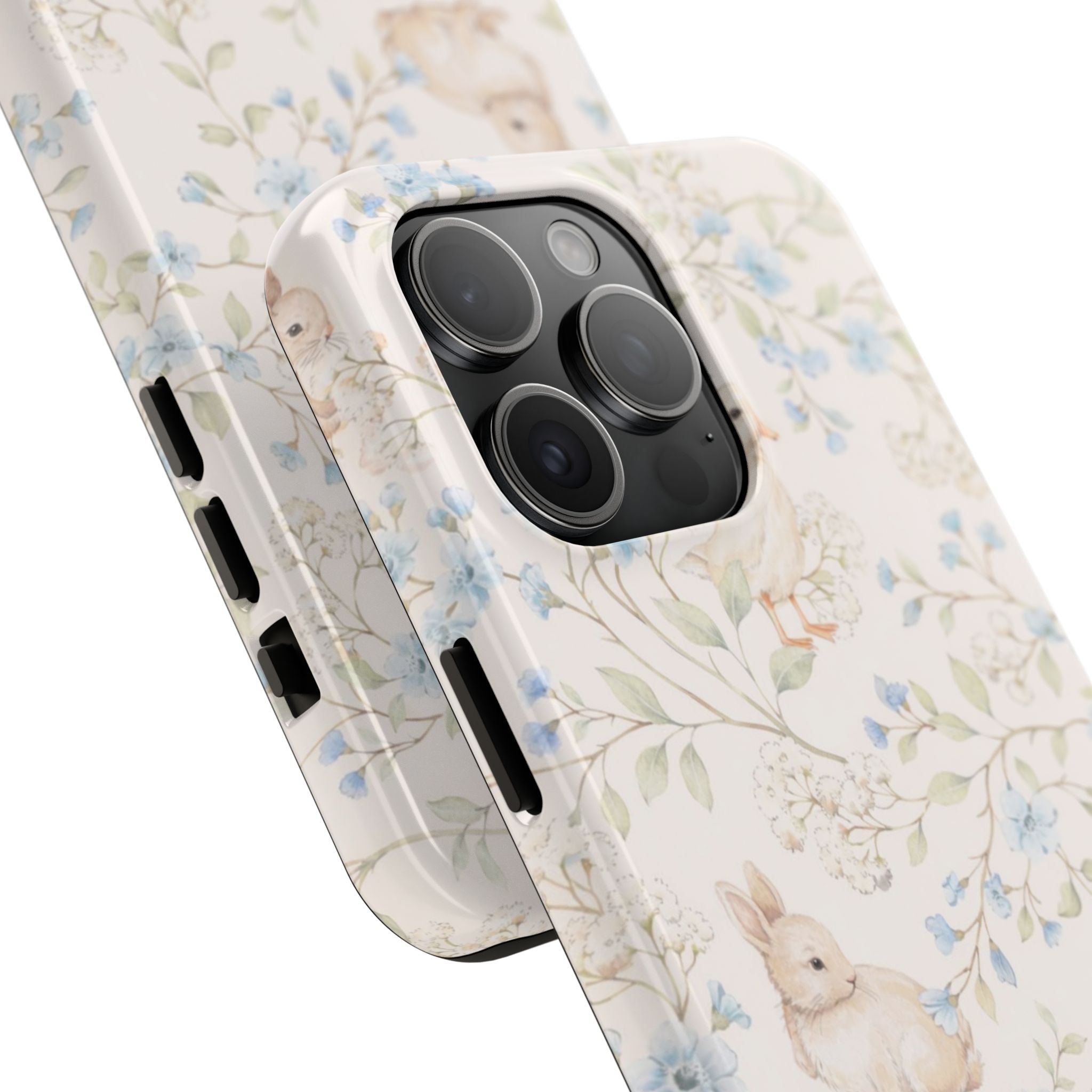Floral Bunny Tough Phone Case — Pastel Spring Rabbit Protective Cover