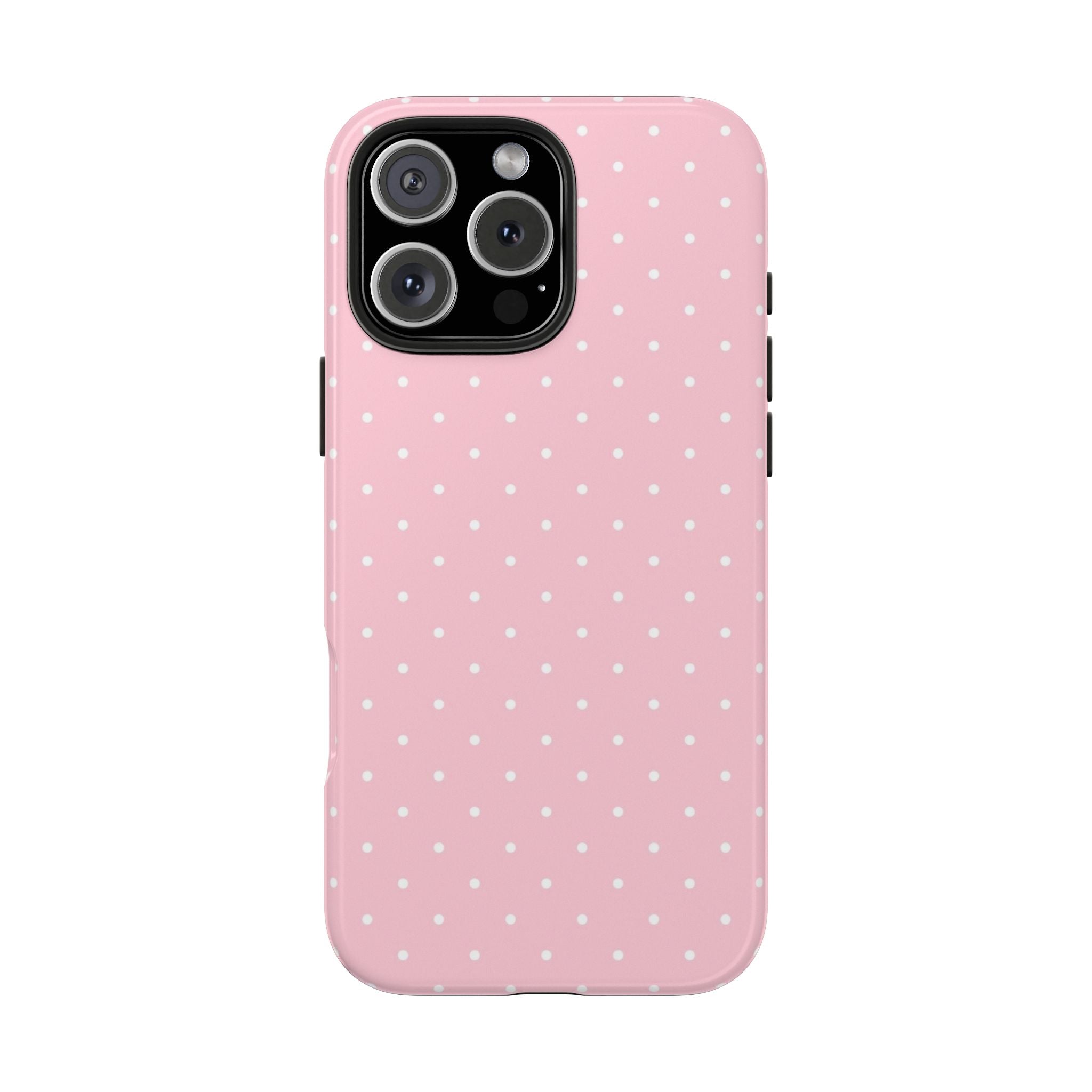 Pink Polka Dot Tough Phone Case — Slim Shockproof Protective Cover