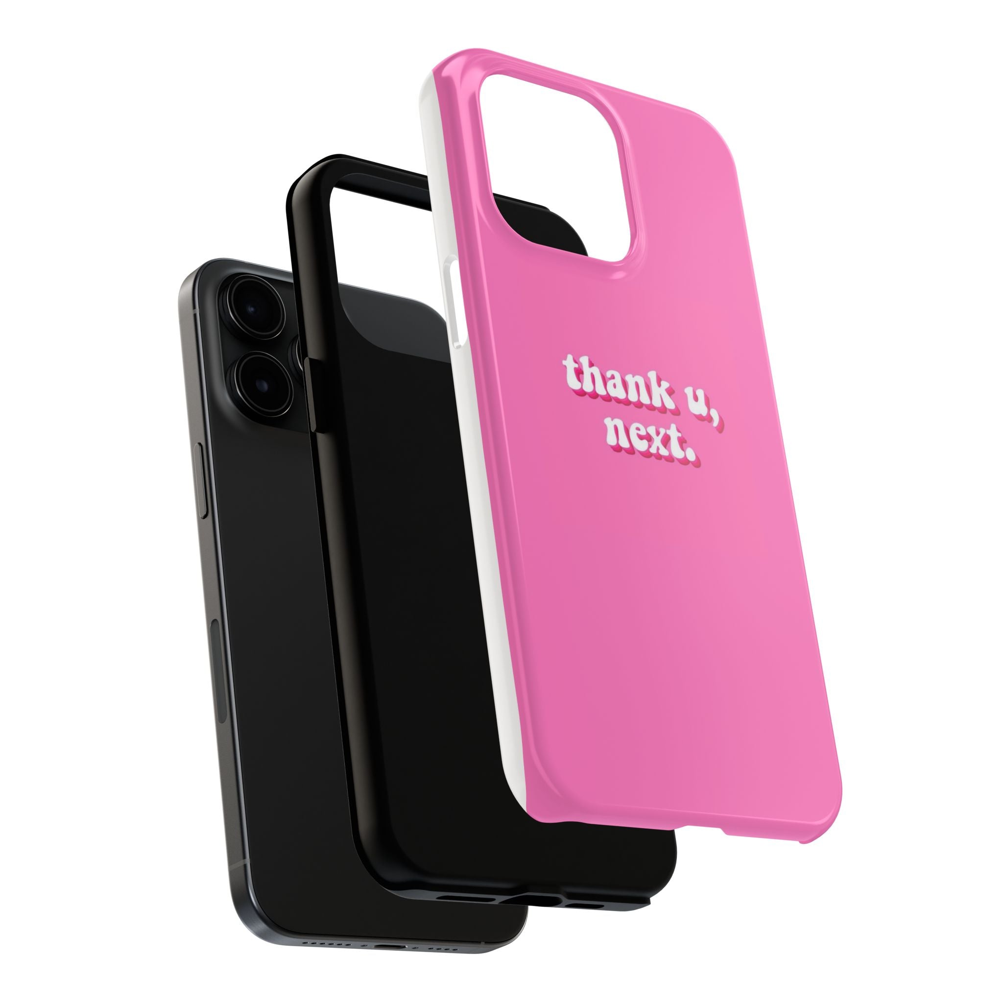 Pink 'thank u, next.' Tough Phone Case — Protective iPhone Case with Trendy Script