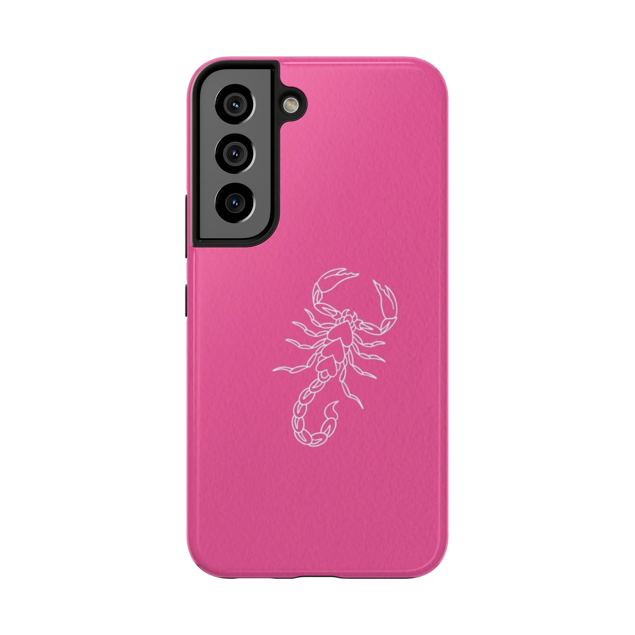 Pink Scorpion Tough Phone Case — Protective iPhone Case with White Scorpion Design