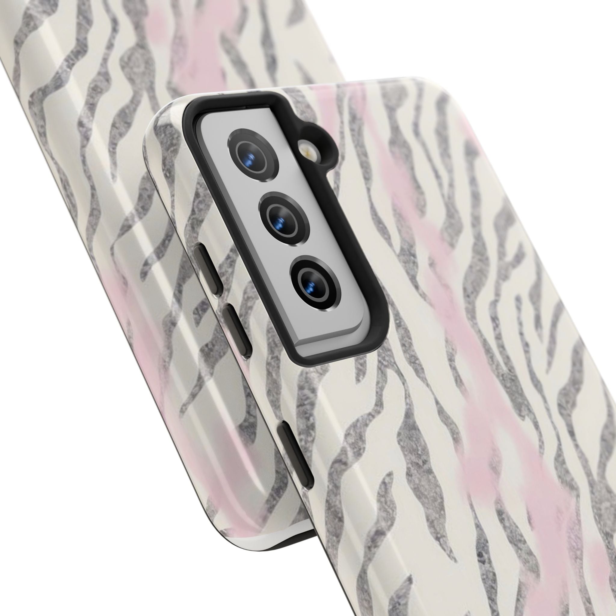 Zebra Blush Tough Phone Case — Pink Marble Animal Print Protective Cover