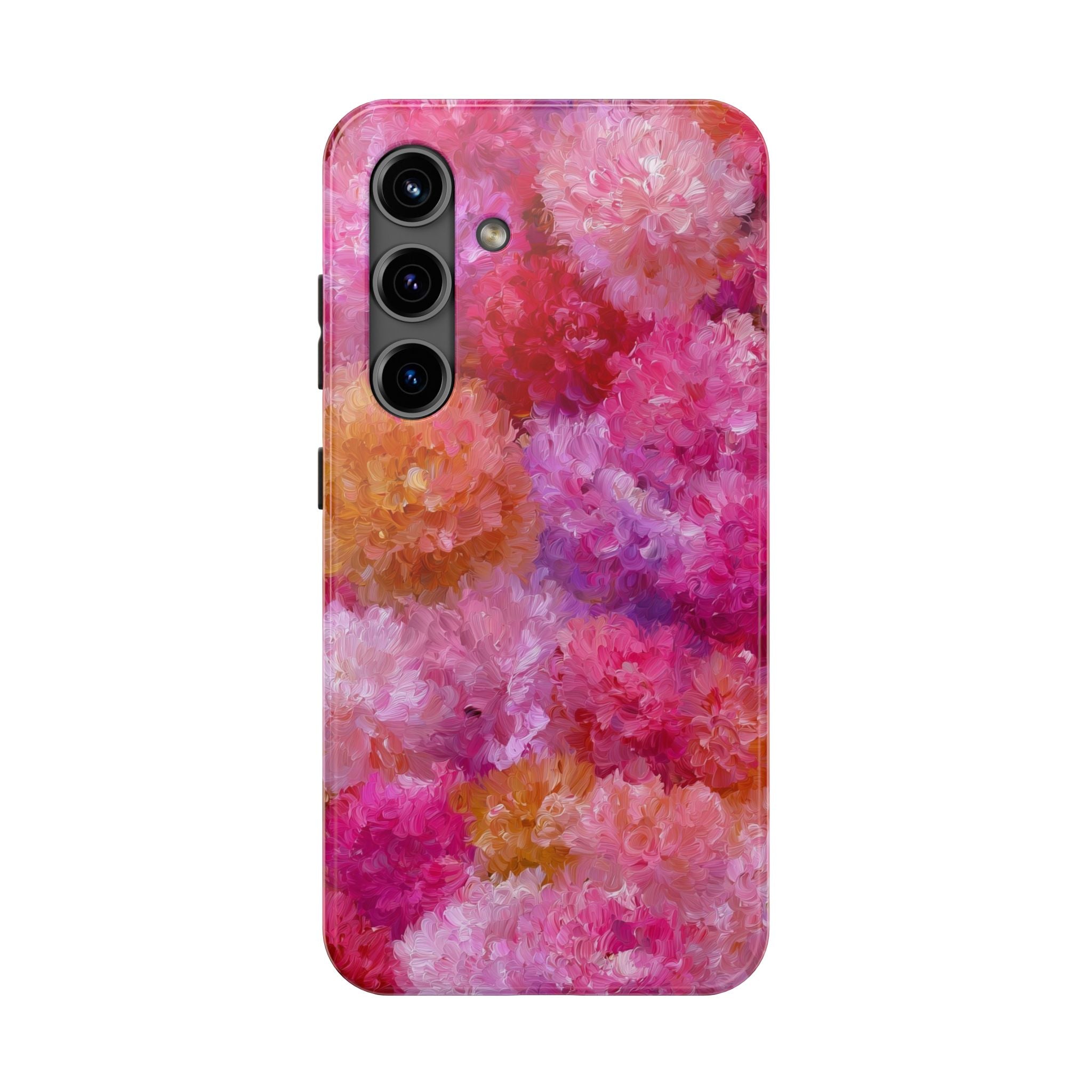 Floral Burst Tough Phone Case — Pink Watercolor Peony Protective Cover