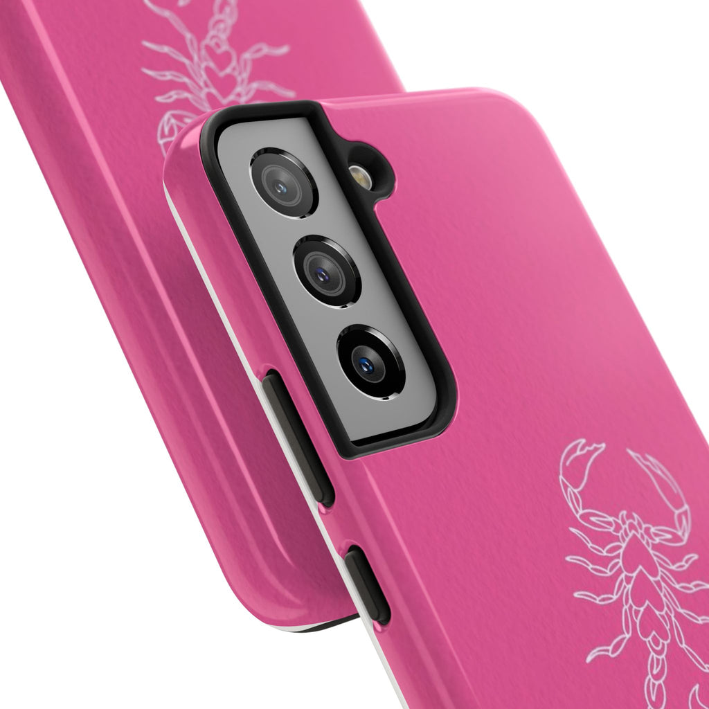 Pink Scorpion Tough Phone Case — Protective iPhone Case with White Scorpion Design