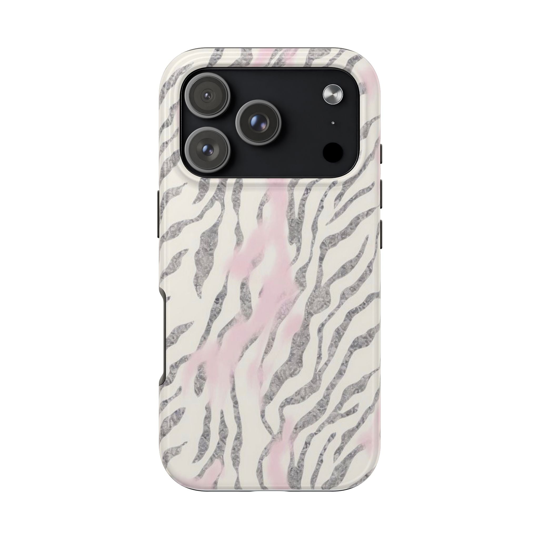 Zebra Blush Tough Phone Case — Pink Marble Animal Print Protective Cover