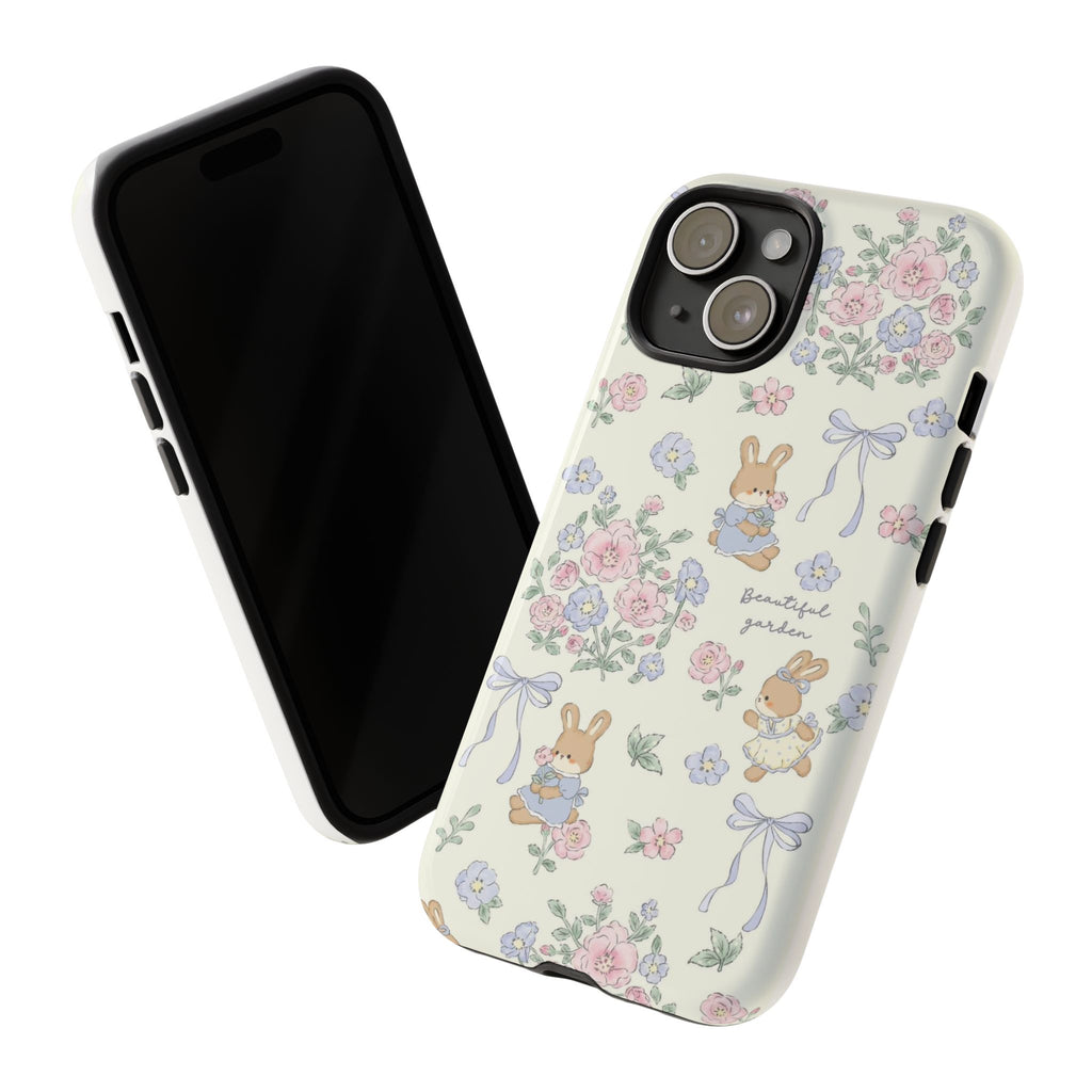 Floral Bunny Phone Case — "Beautiful Garden" Protective iPhone Cover
