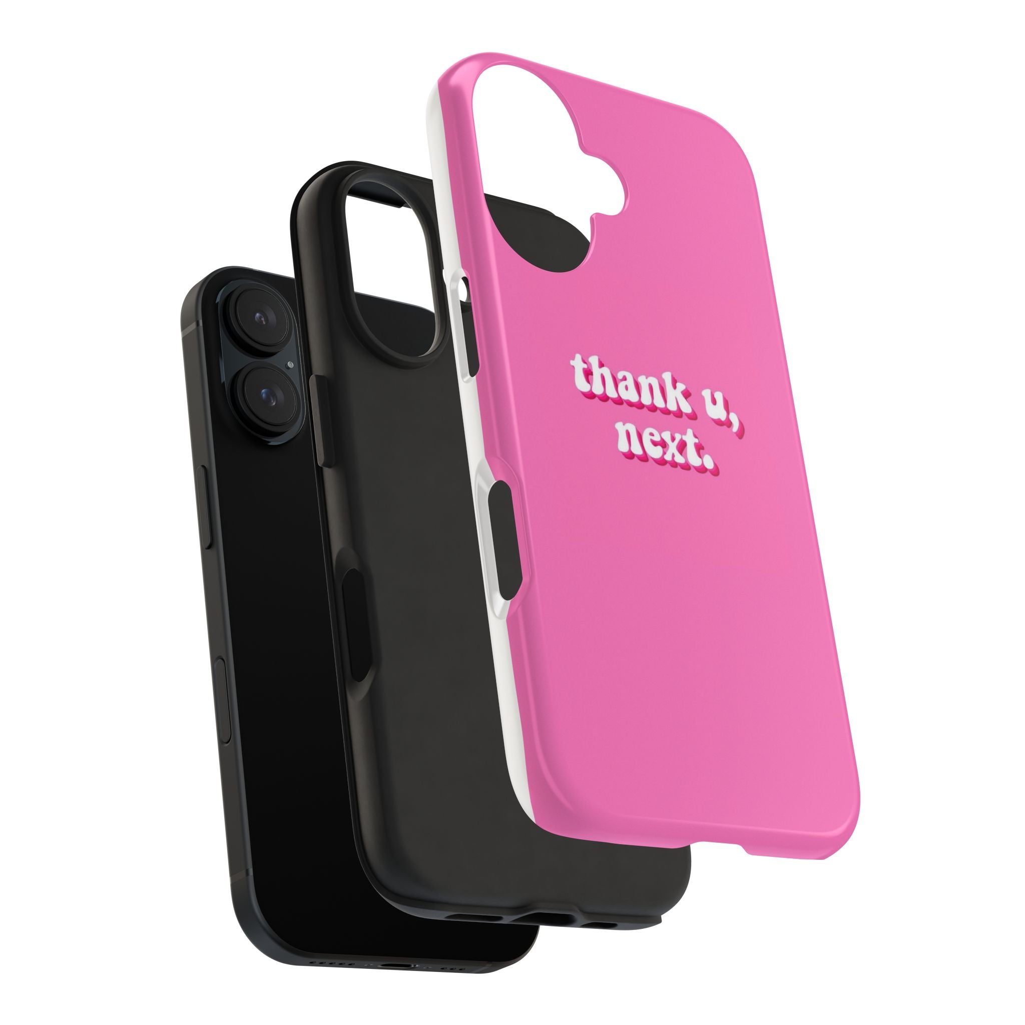 Pink 'thank u, next.' Tough Phone Case — Protective iPhone Case with Trendy Script