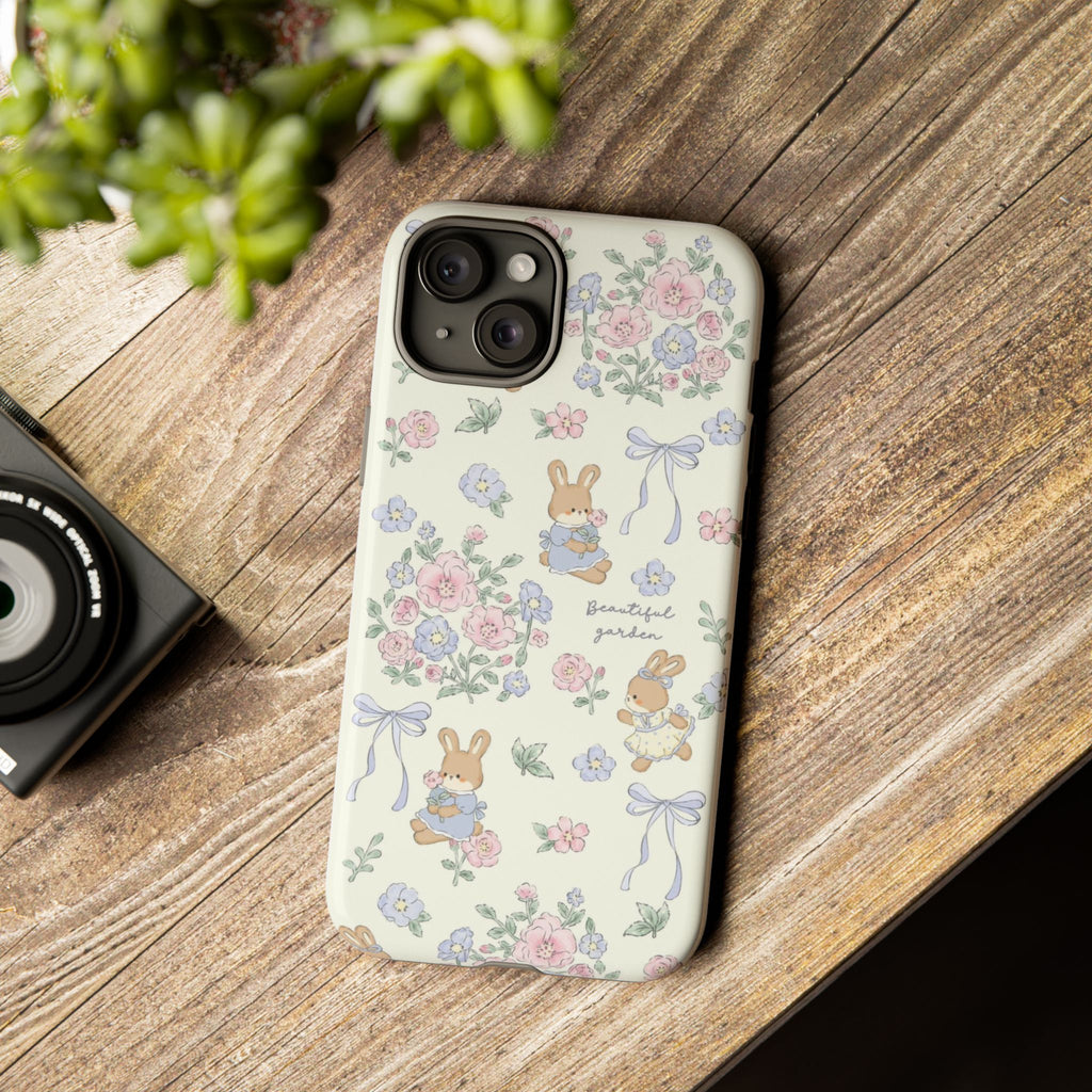 Floral Bunny Phone Case — "Beautiful Garden" Protective iPhone Cover
