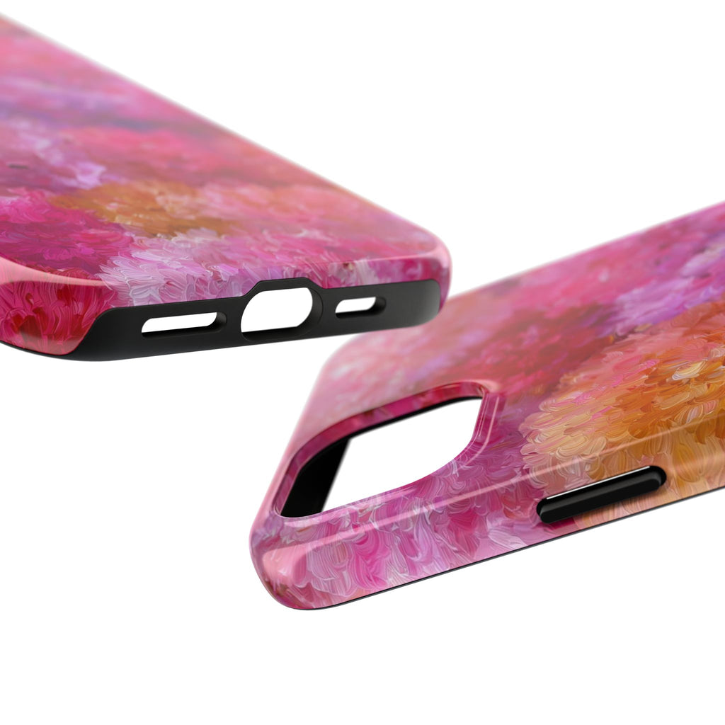 Floral Burst Tough Phone Case — Pink Watercolor Peony Protective Cover
