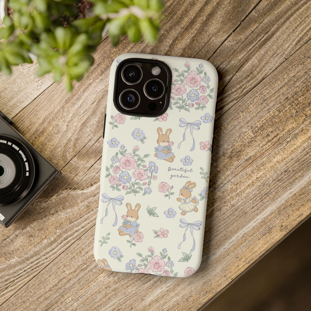 Floral Bunny Phone Case — "Beautiful Garden" Protective iPhone Cover