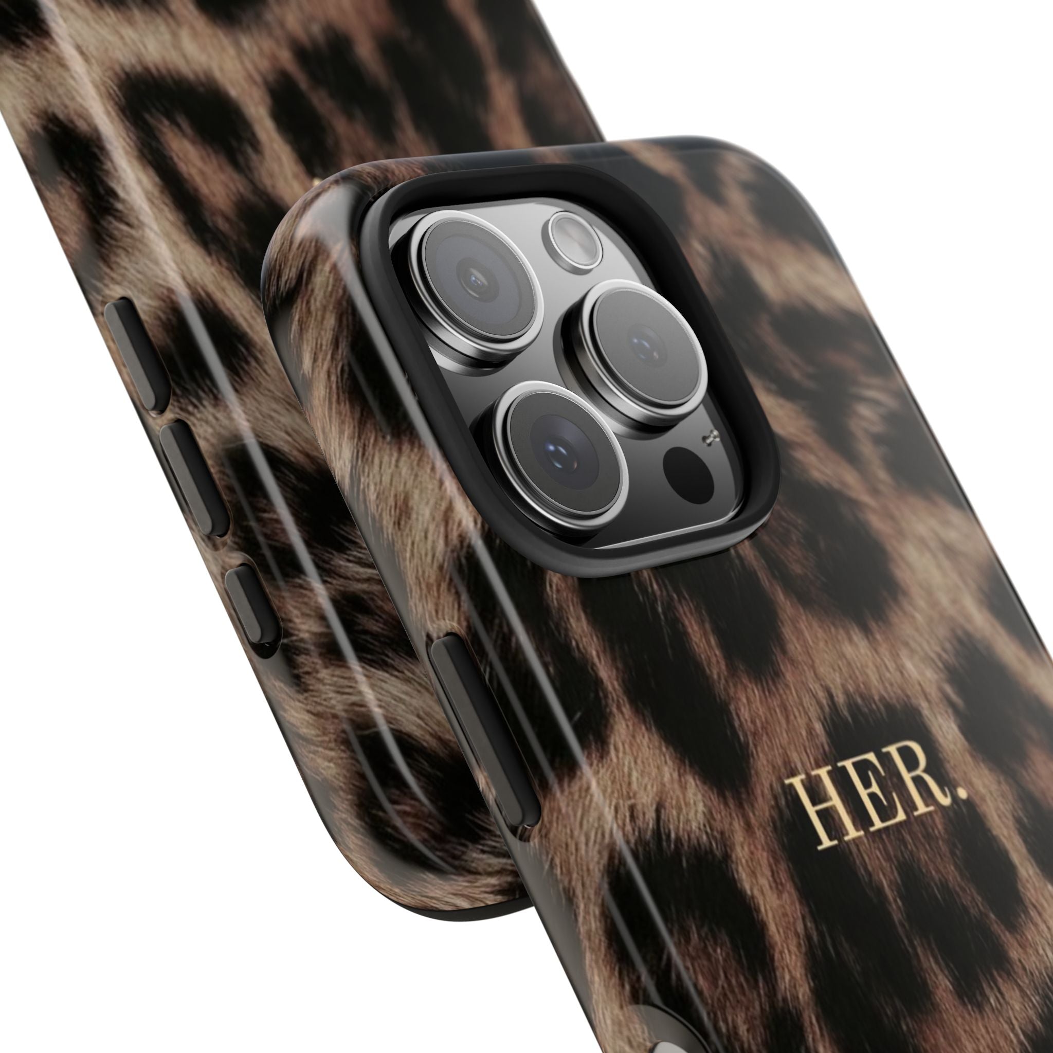 Leopard Print 'HER.' Tough Phone Case — Stylish Protective iPhone Cover
