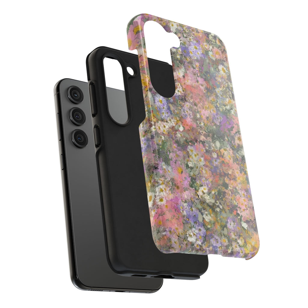 Floral Impression Tough Phone Case — Pastel Meadow Protective Cover
