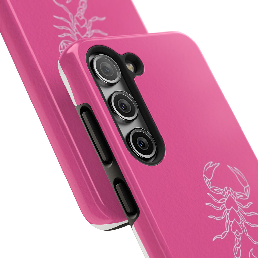 Pink Scorpion Tough Phone Case — Protective iPhone Case with White Scorpion Design