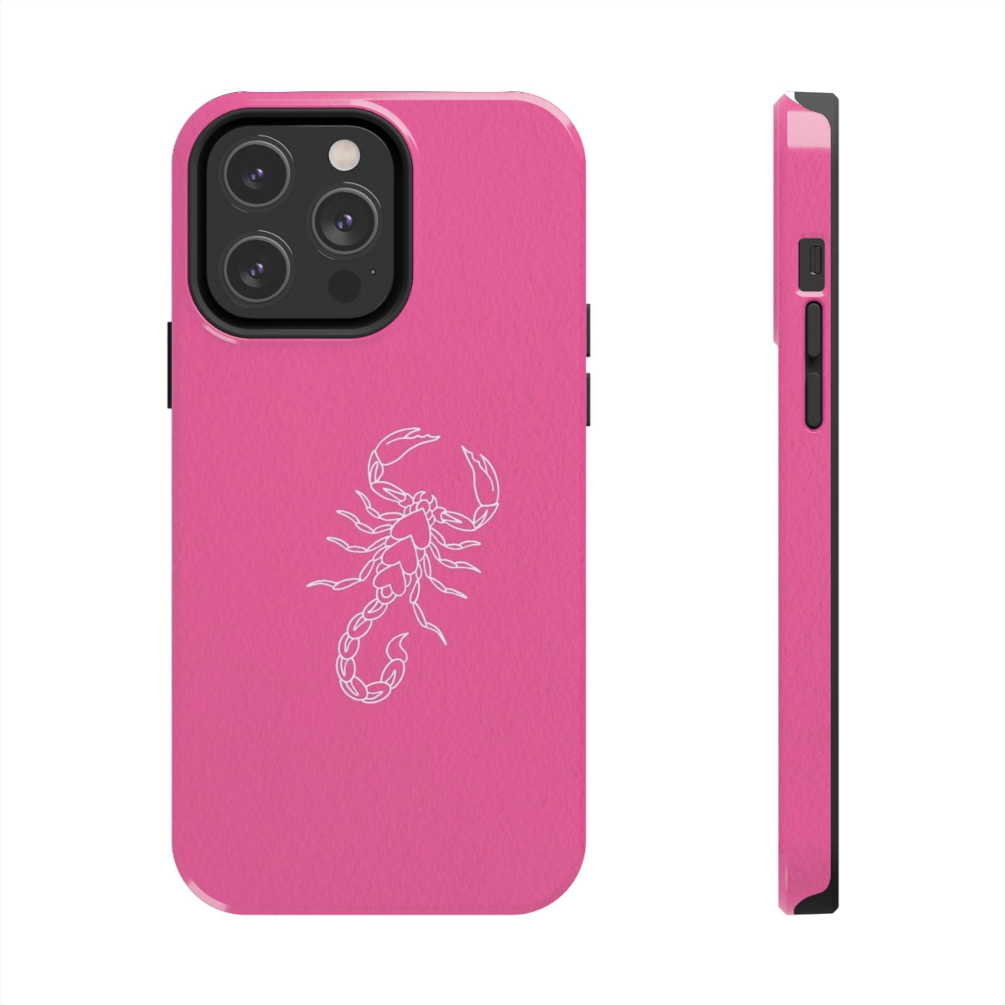 Pink Scorpion Tough Phone Case — Protective iPhone Case with White Scorpion Design