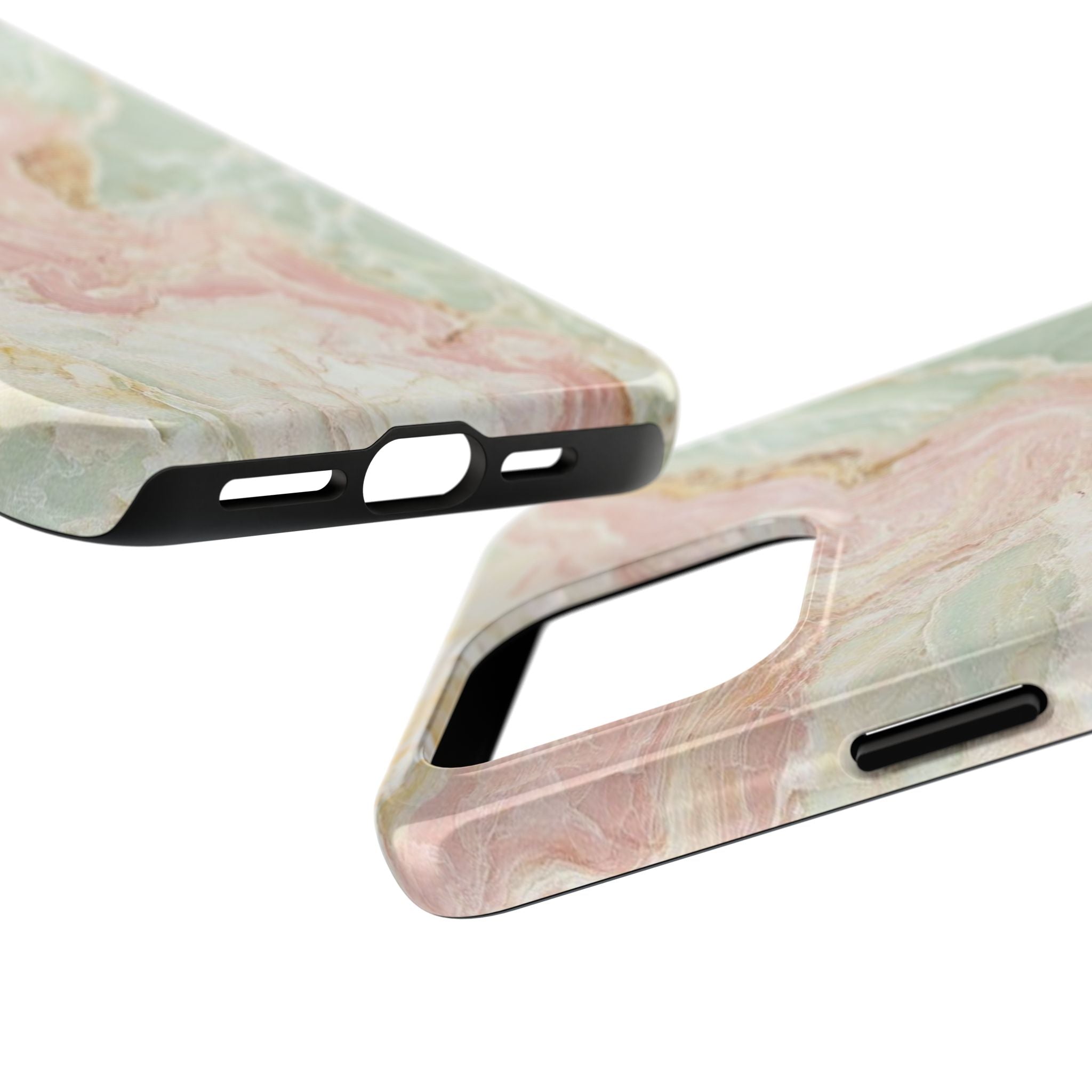 Pastel Marble Tough Phone Case – Protective iPhone Cover with Pink & Mint Swirl