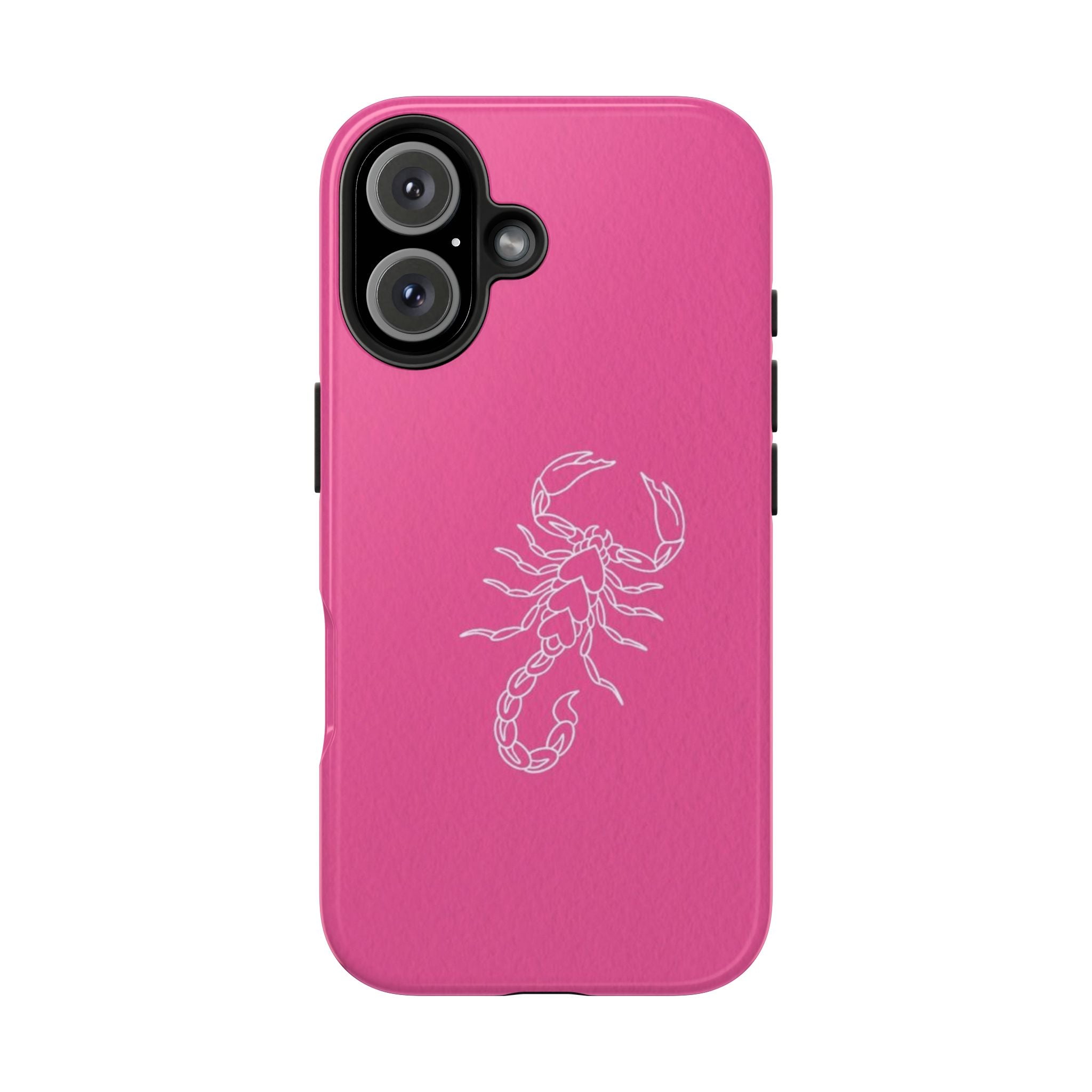 Pink Scorpion Tough Phone Case — Protective iPhone Case with White Scorpion Design