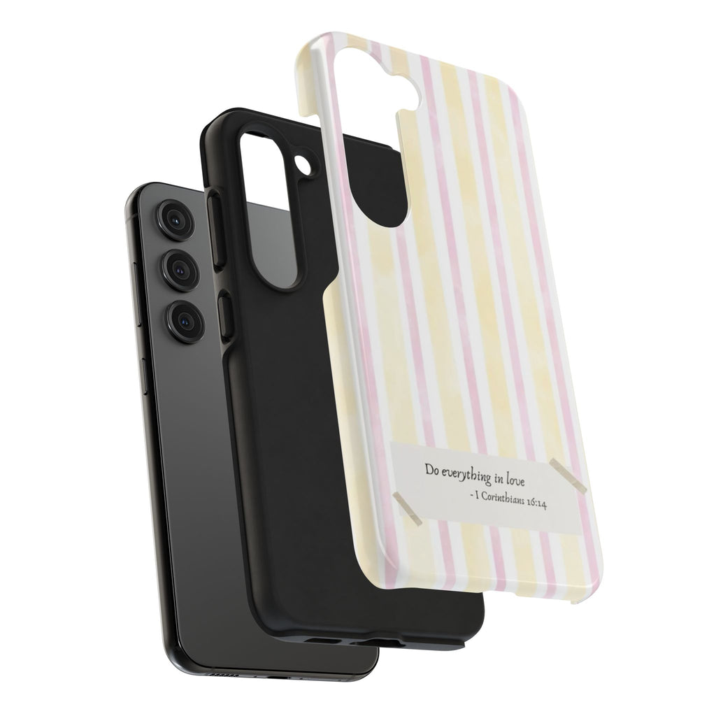 Tough Phone Case — Pastel Stripes "Do everything in love" (1 Corinthians 16:14)