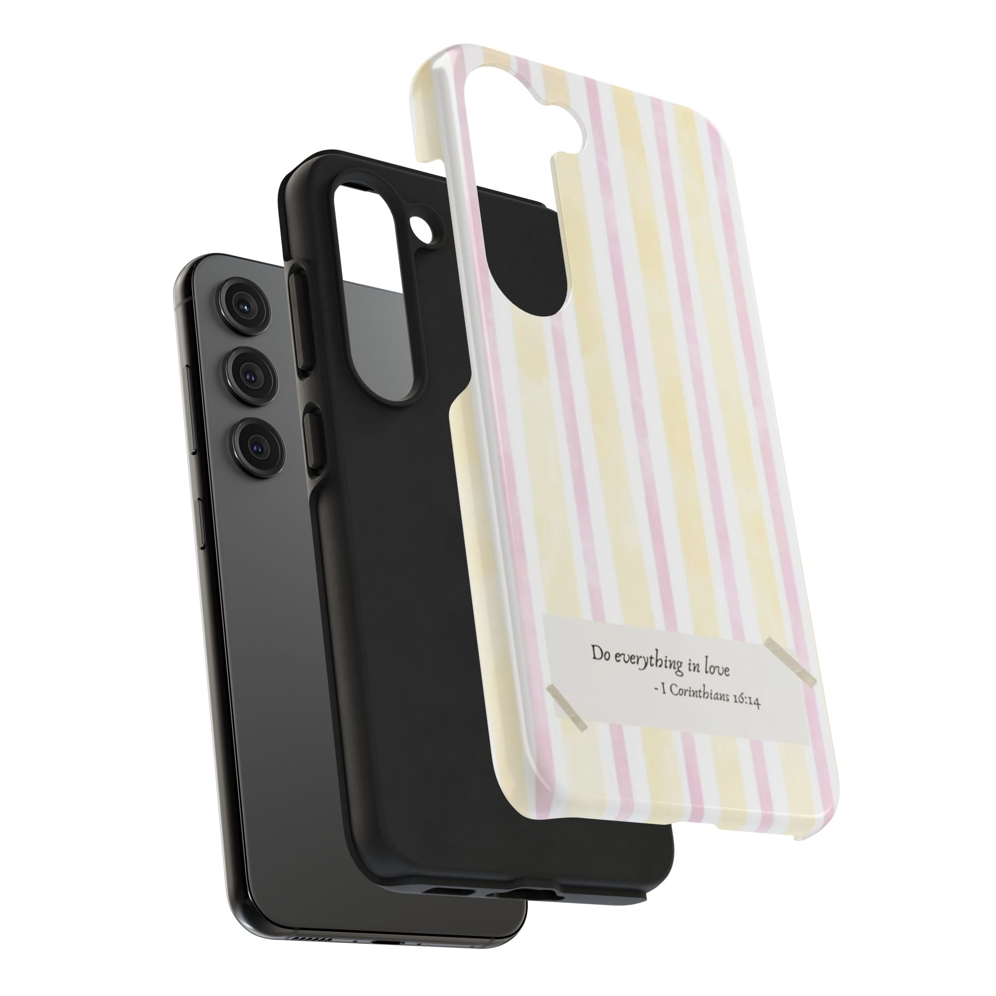 Tough Phone Case — Pastel Stripes "Do everything in love" (1 Corinthians 16:14)