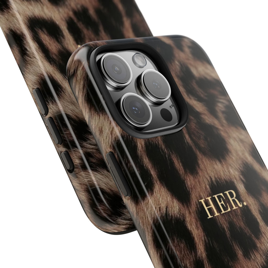 Leopard Print 'HER.' Tough Phone Case — Stylish Protective iPhone Cover