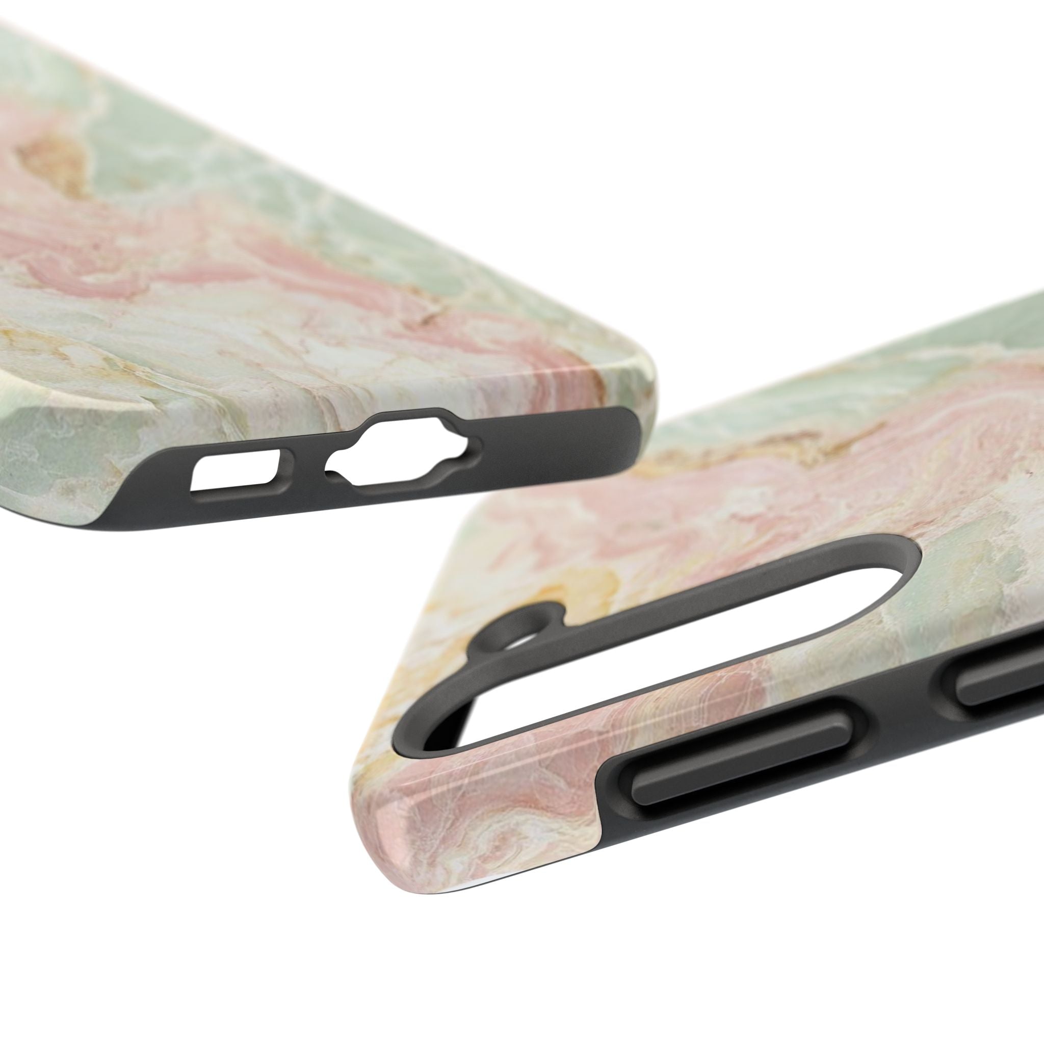 Pastel Marble Tough Phone Case – Protective iPhone Cover with Pink & Mint Swirl