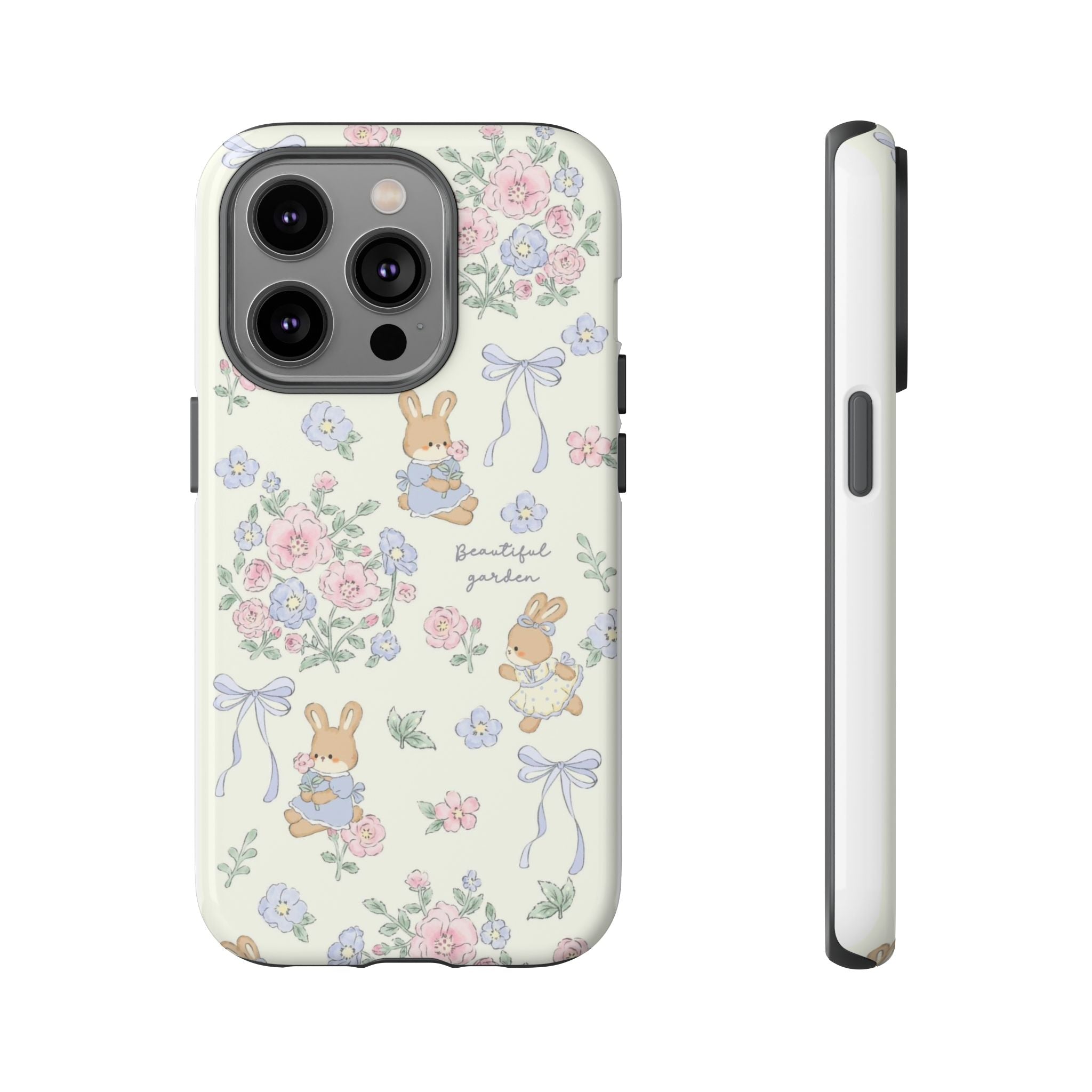 Floral Bunny Phone Case — "Beautiful Garden" Protective iPhone Cover