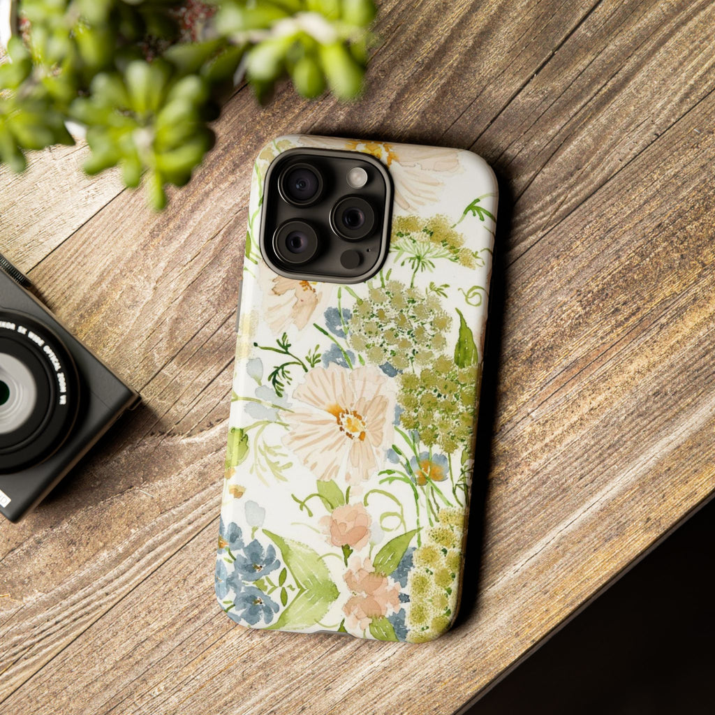 Floral Watercolor Phone Case — Pastel Garden Tough Case