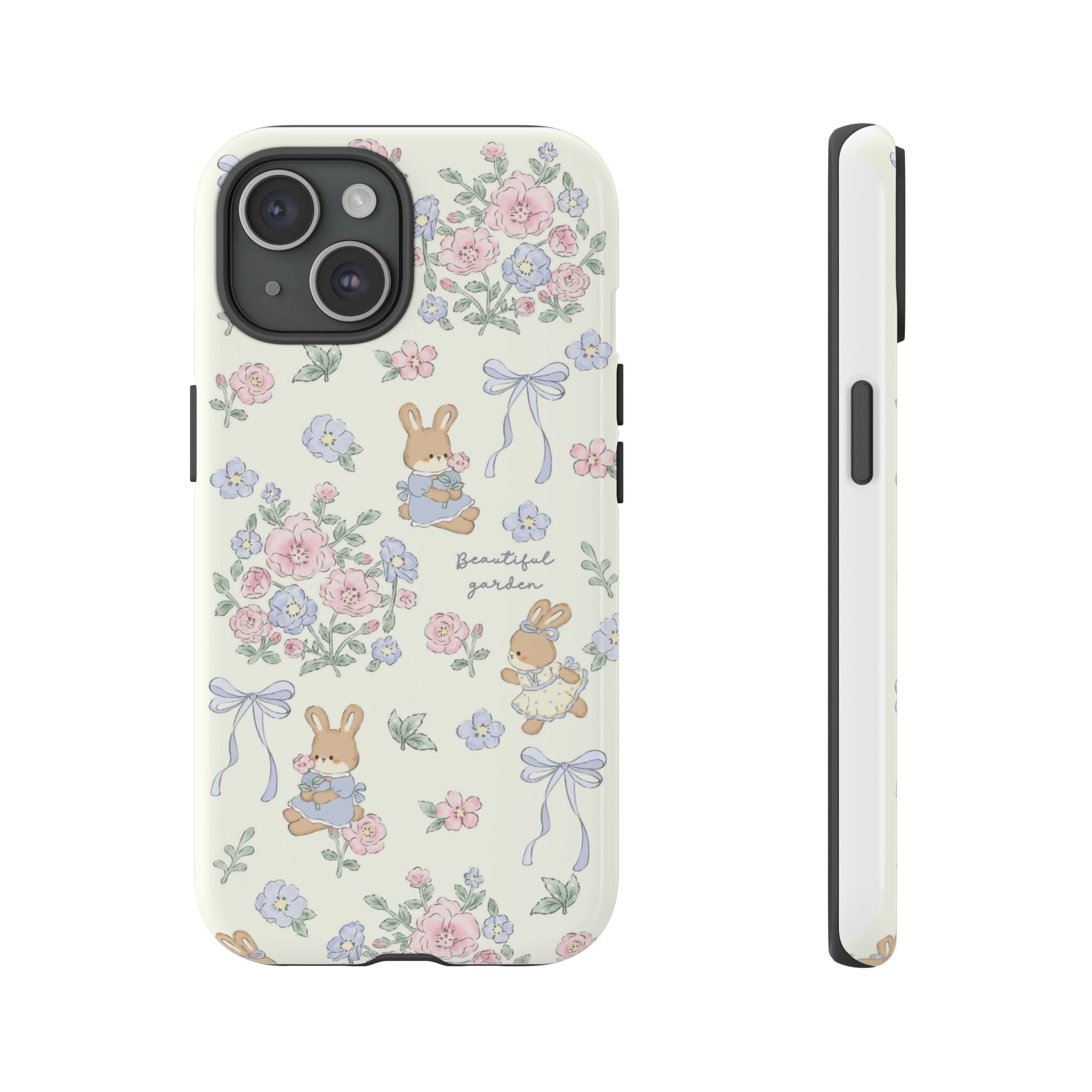 Floral Bunny Phone Case — "Beautiful Garden" Protective iPhone Cover