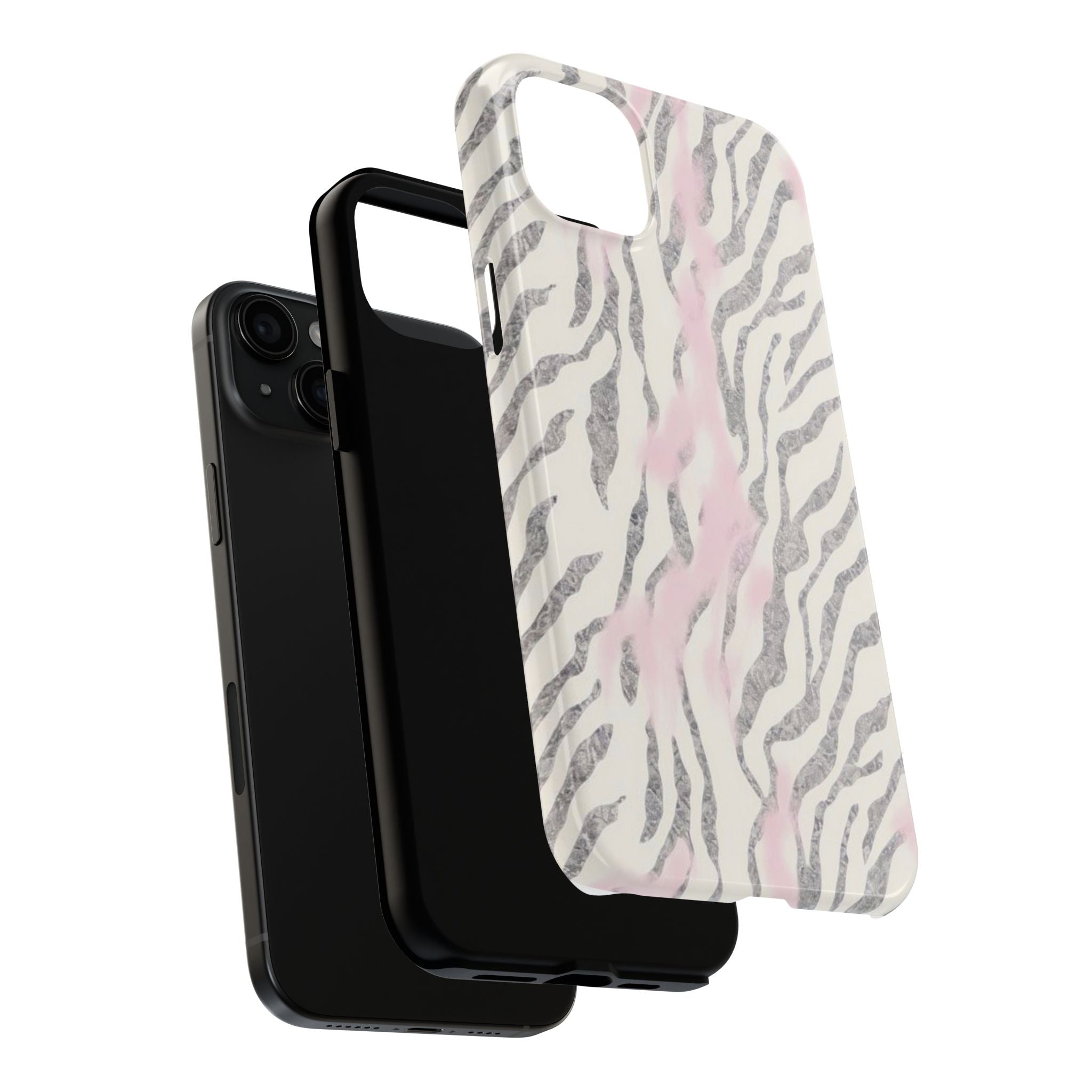 Zebra Blush Tough Phone Case — Pink Marble Animal Print Protective Cover