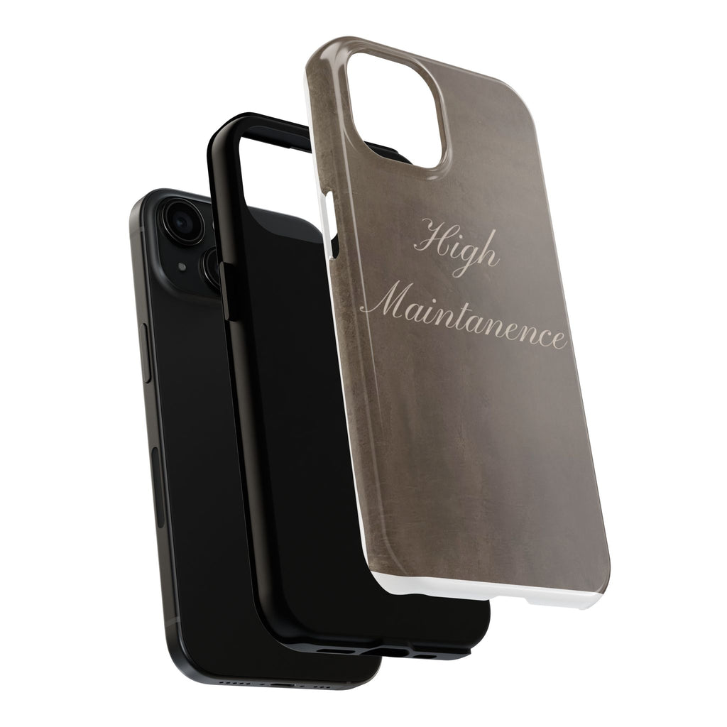 High Maintenance Tough Phone Case — Brown Vintage Script Protective Cover