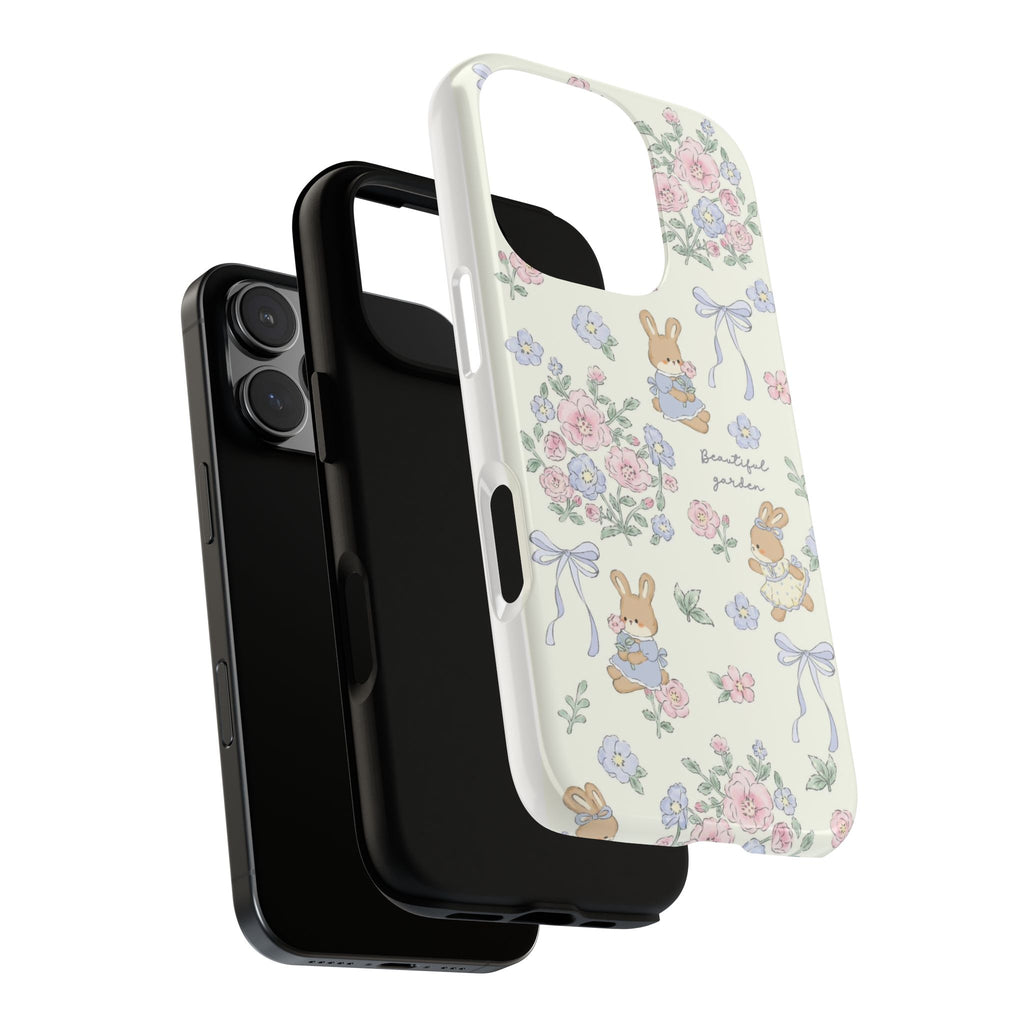 Floral Bunny Phone Case — "Beautiful Garden" Protective iPhone Cover