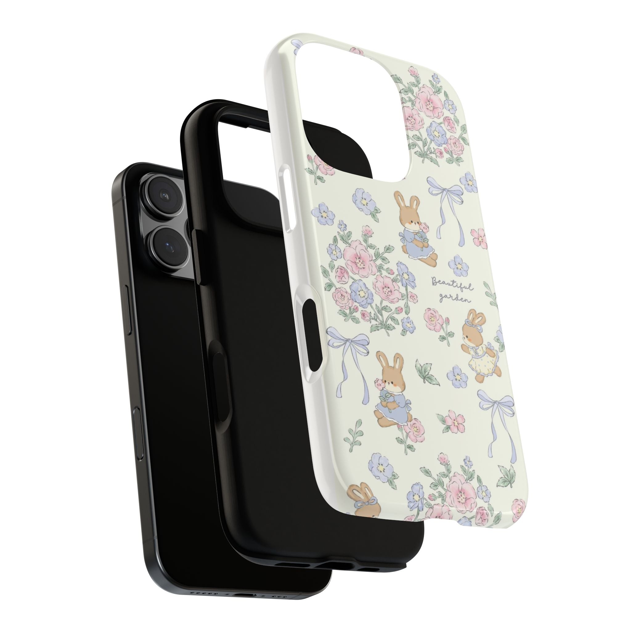 Floral Bunny Phone Case — "Beautiful Garden" Protective iPhone Cover