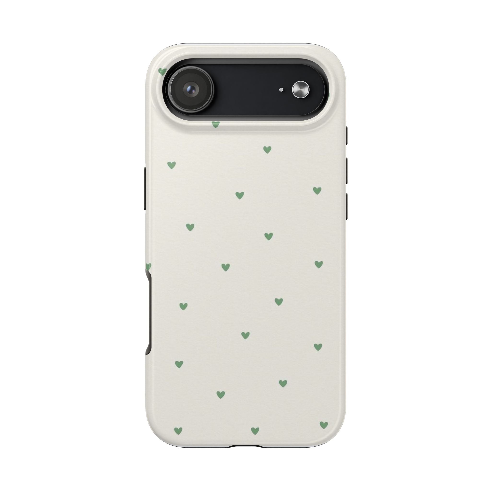 Minimal Green Heart Tough Phone Case — Protective Cute Patterned iPhone Case