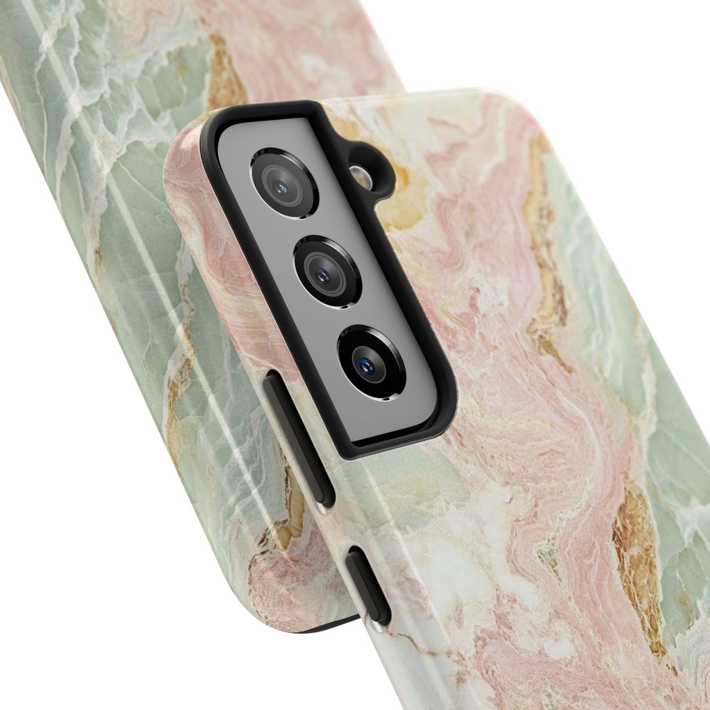 Pastel Marble Tough Phone Case – Protective iPhone Cover with Pink & Mint Swirl