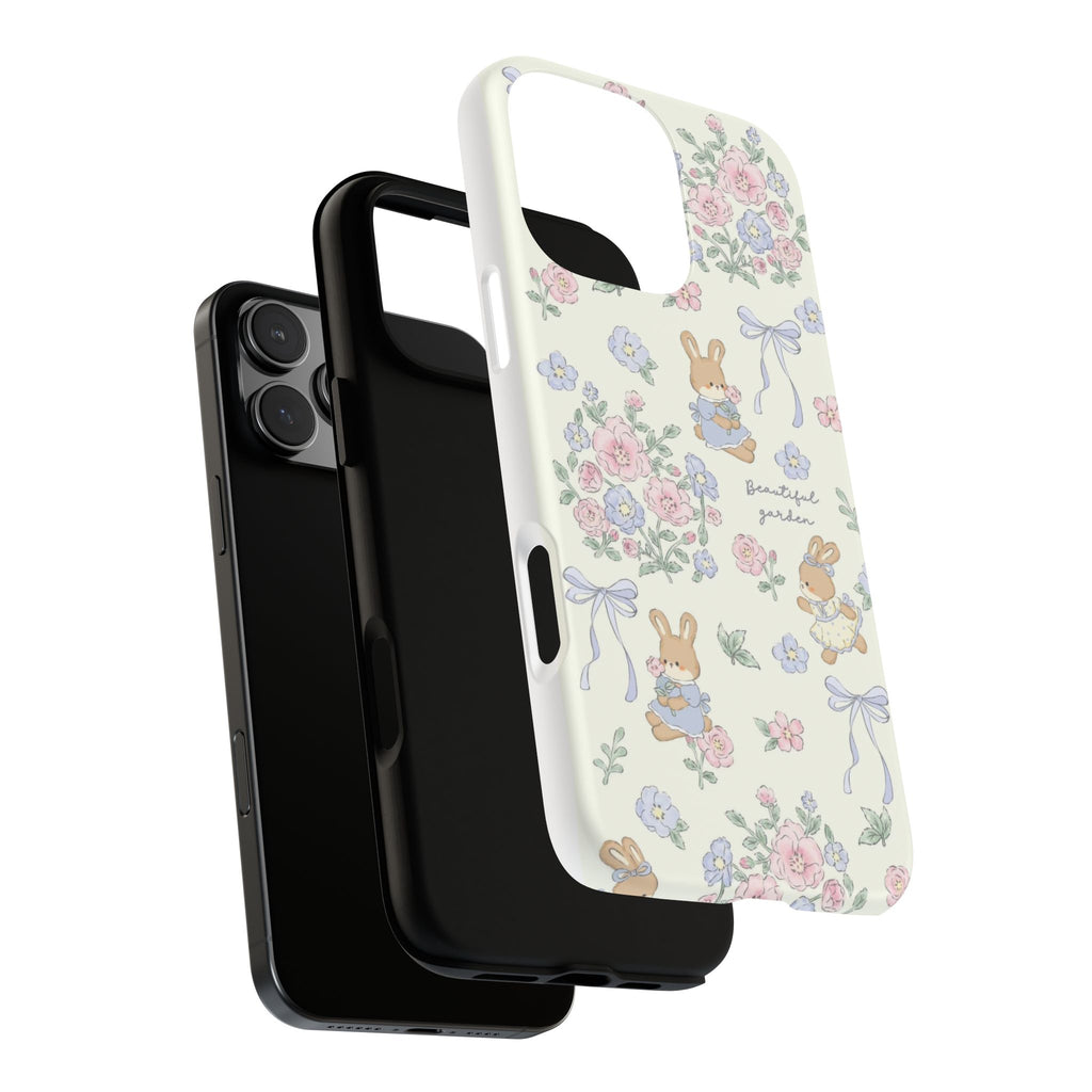 Floral Bunny Phone Case — "Beautiful Garden" Protective iPhone Cover