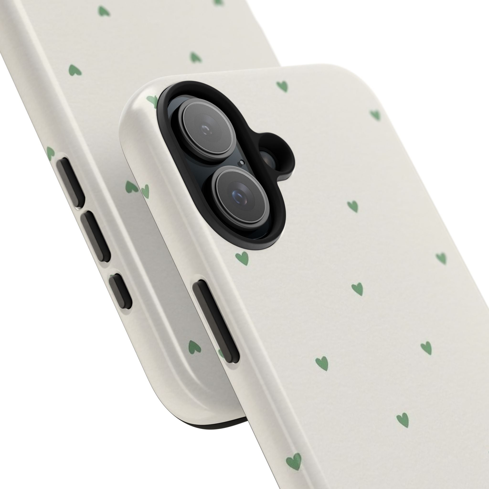 Minimal Green Heart Tough Phone Case — Protective Cute Patterned iPhone Case