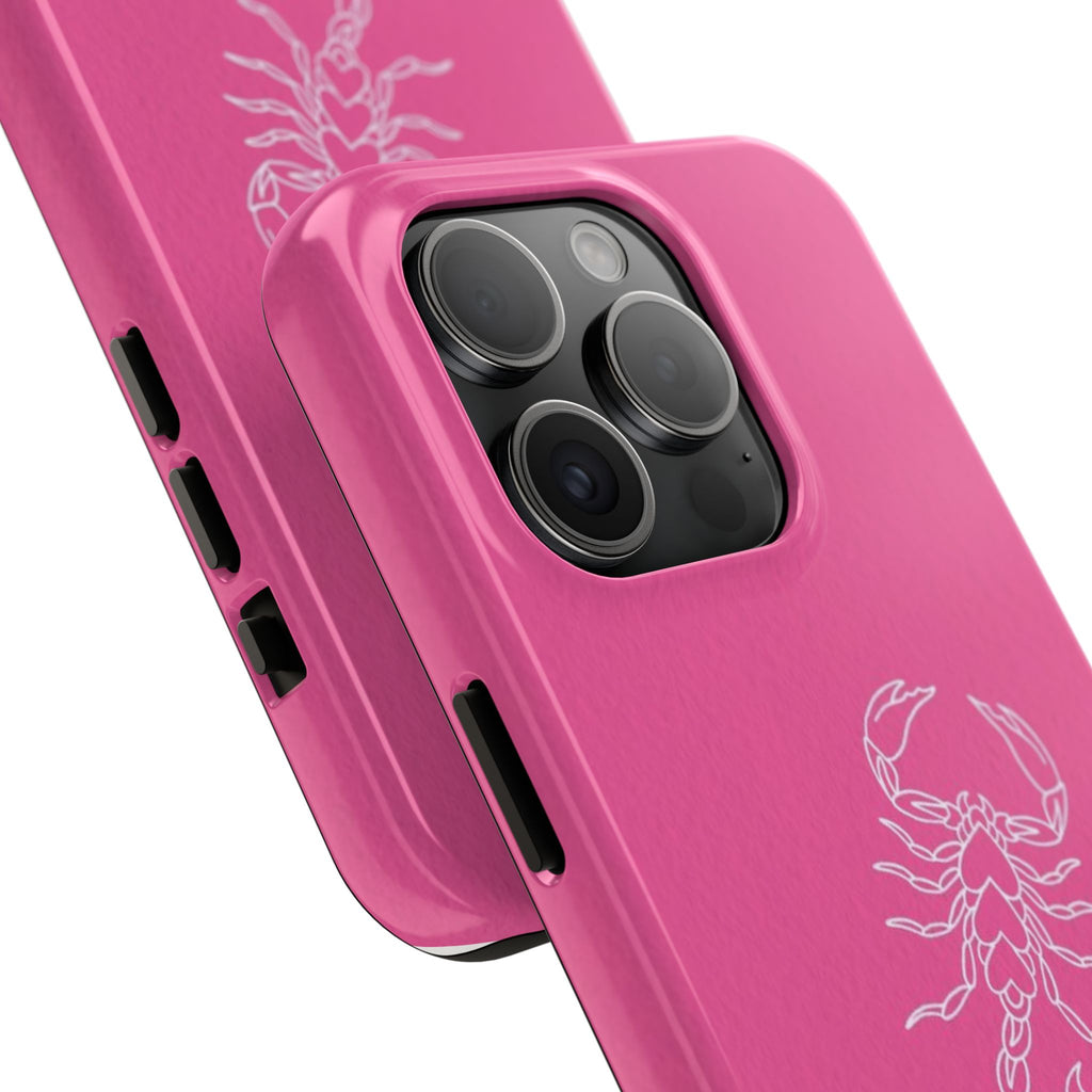Pink Scorpion Tough Phone Case — Protective iPhone Case with White Scorpion Design