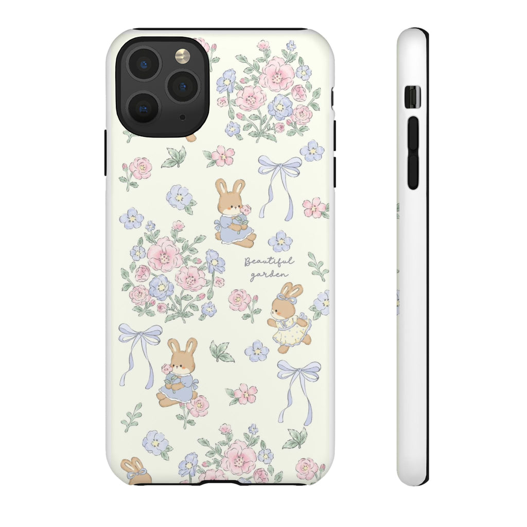 Floral Bunny Phone Case — "Beautiful Garden" Protective iPhone Cover