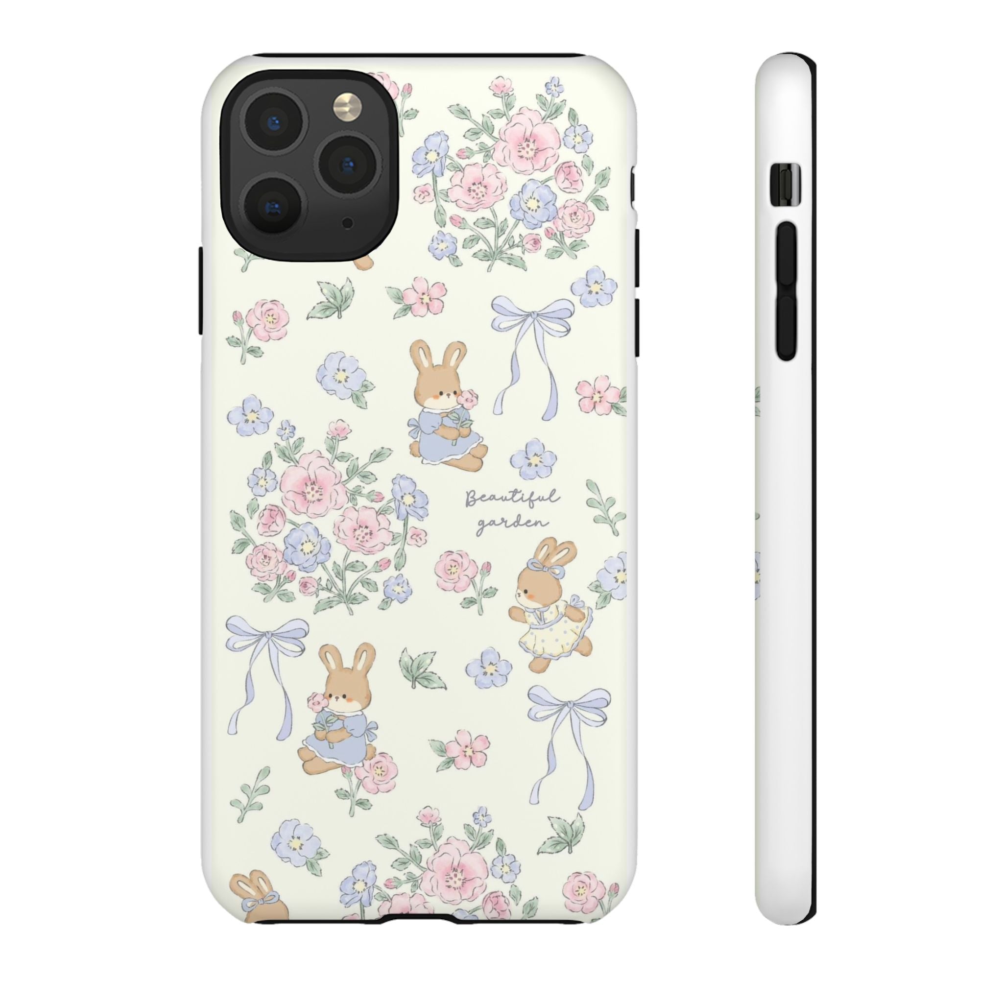 Floral Bunny Phone Case — "Beautiful Garden" Protective iPhone Cover