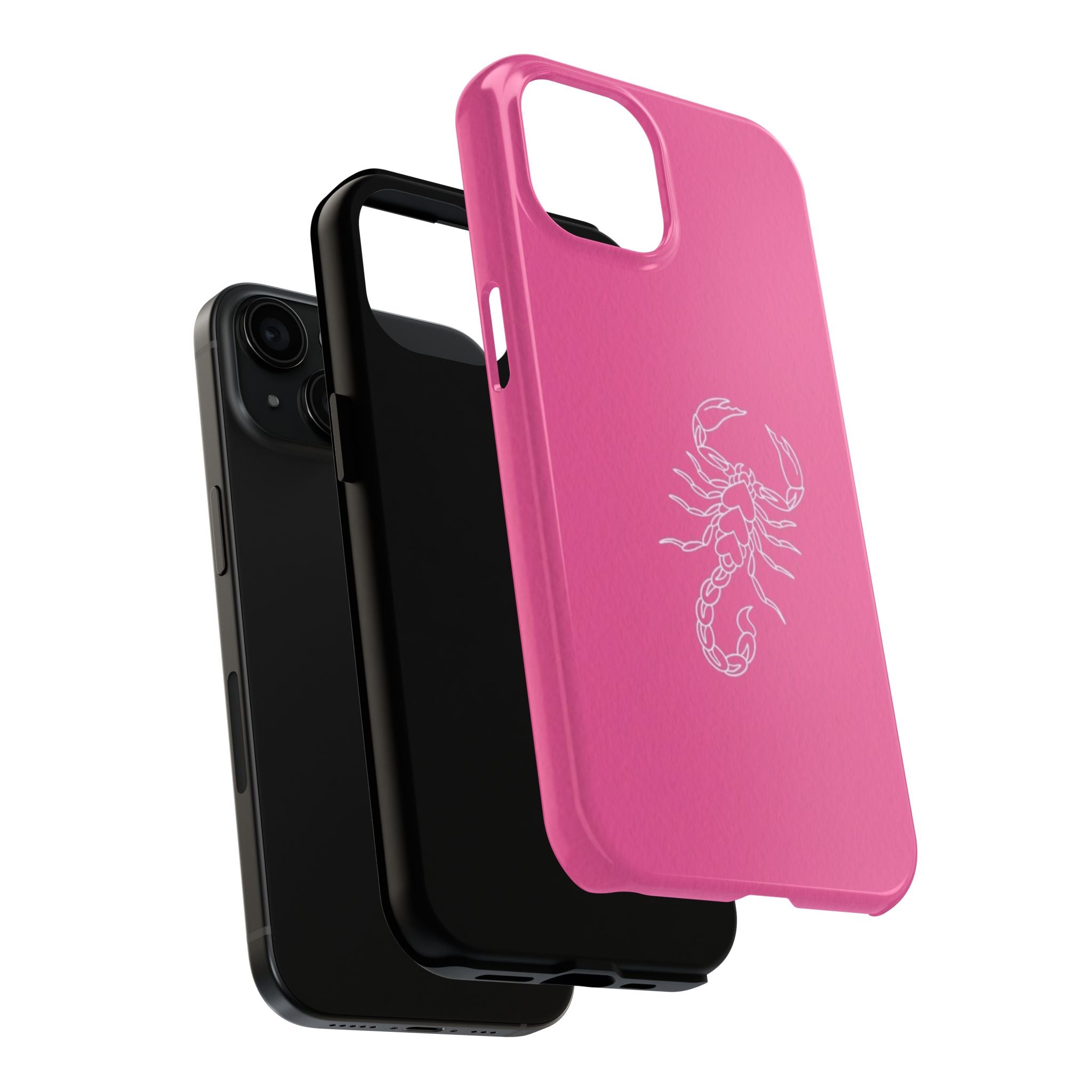 Pink Scorpion Tough Phone Case — Protective iPhone Case with White Scorpion Design