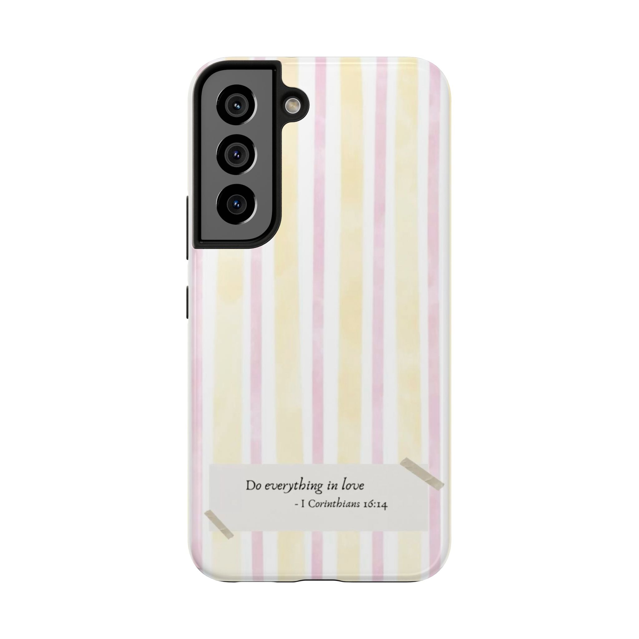 Tough Phone Case — Pastel Stripes "Do everything in love" (1 Corinthians 16:14)