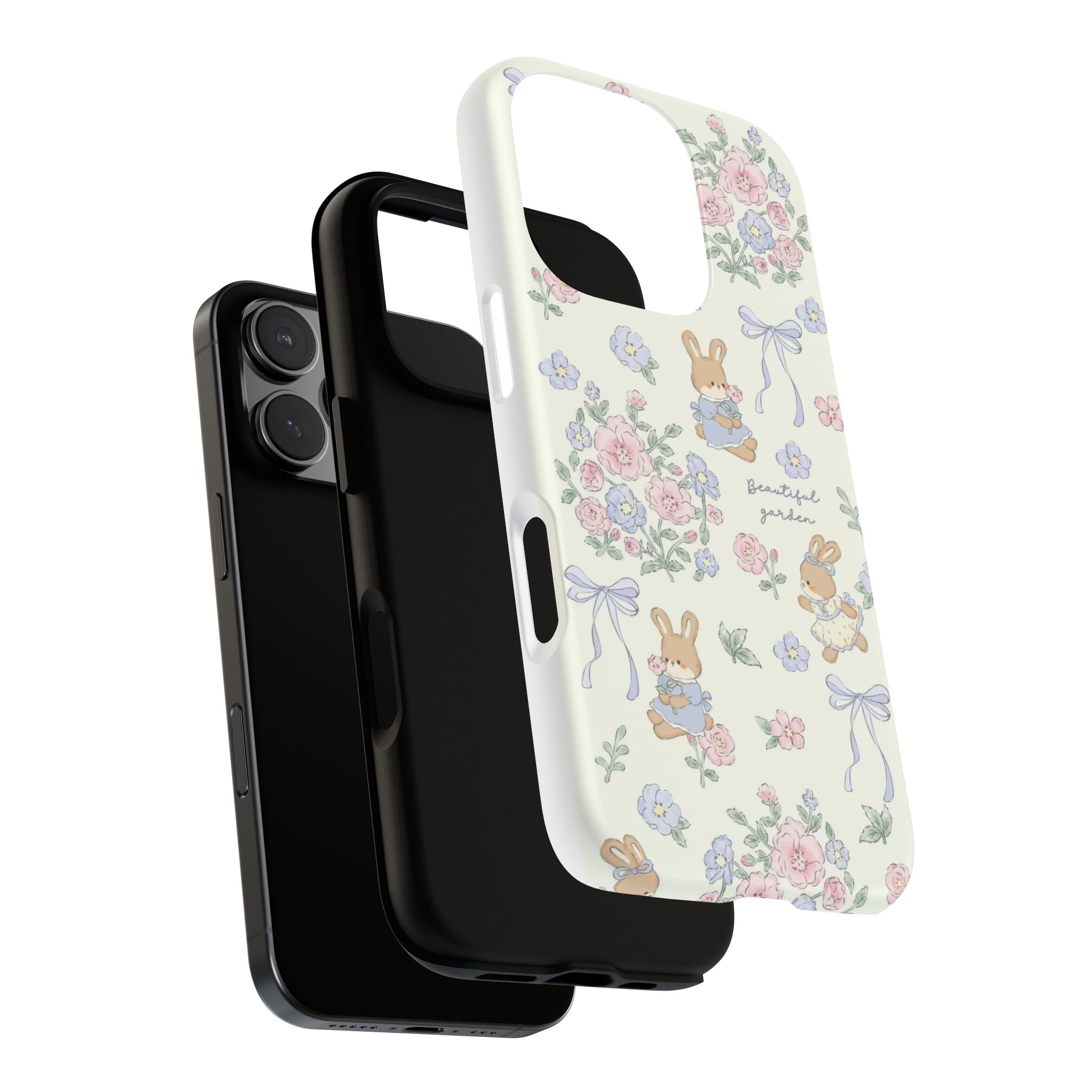 Floral Bunny Phone Case — "Beautiful Garden" Protective iPhone Cover