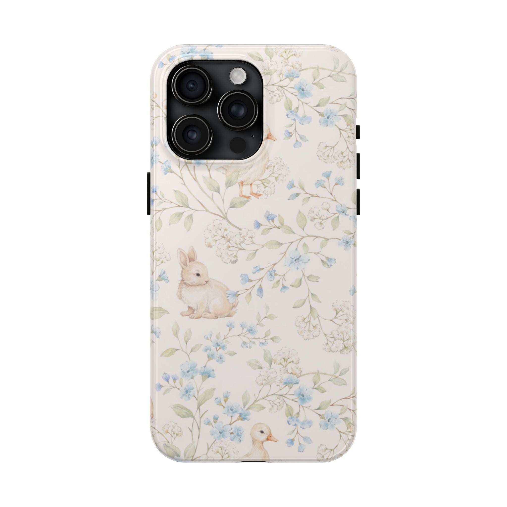 Floral Bunny Tough Phone Case — Pastel Spring Rabbit Protective Cover