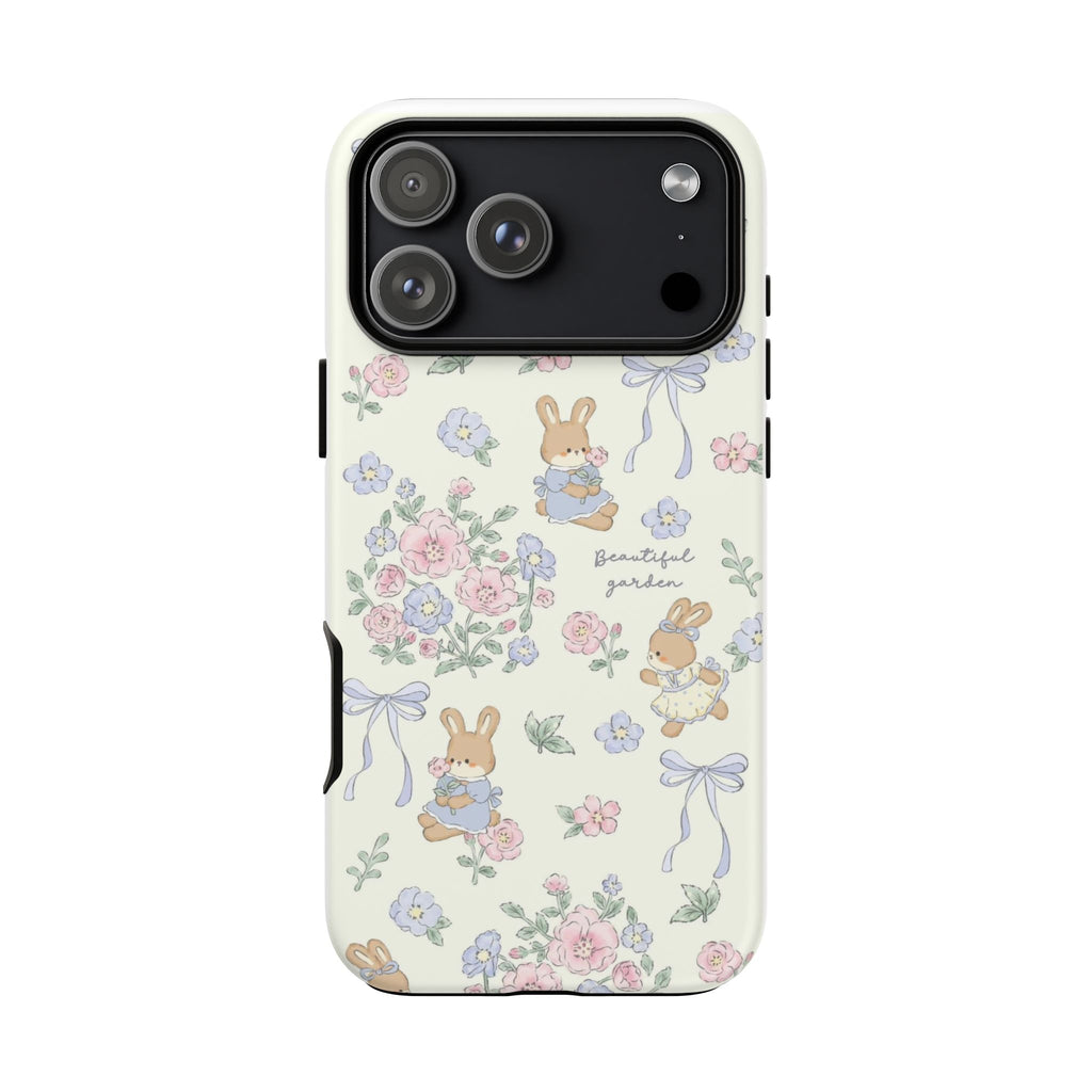 Floral Bunny Phone Case — "Beautiful Garden" Protective iPhone Cover