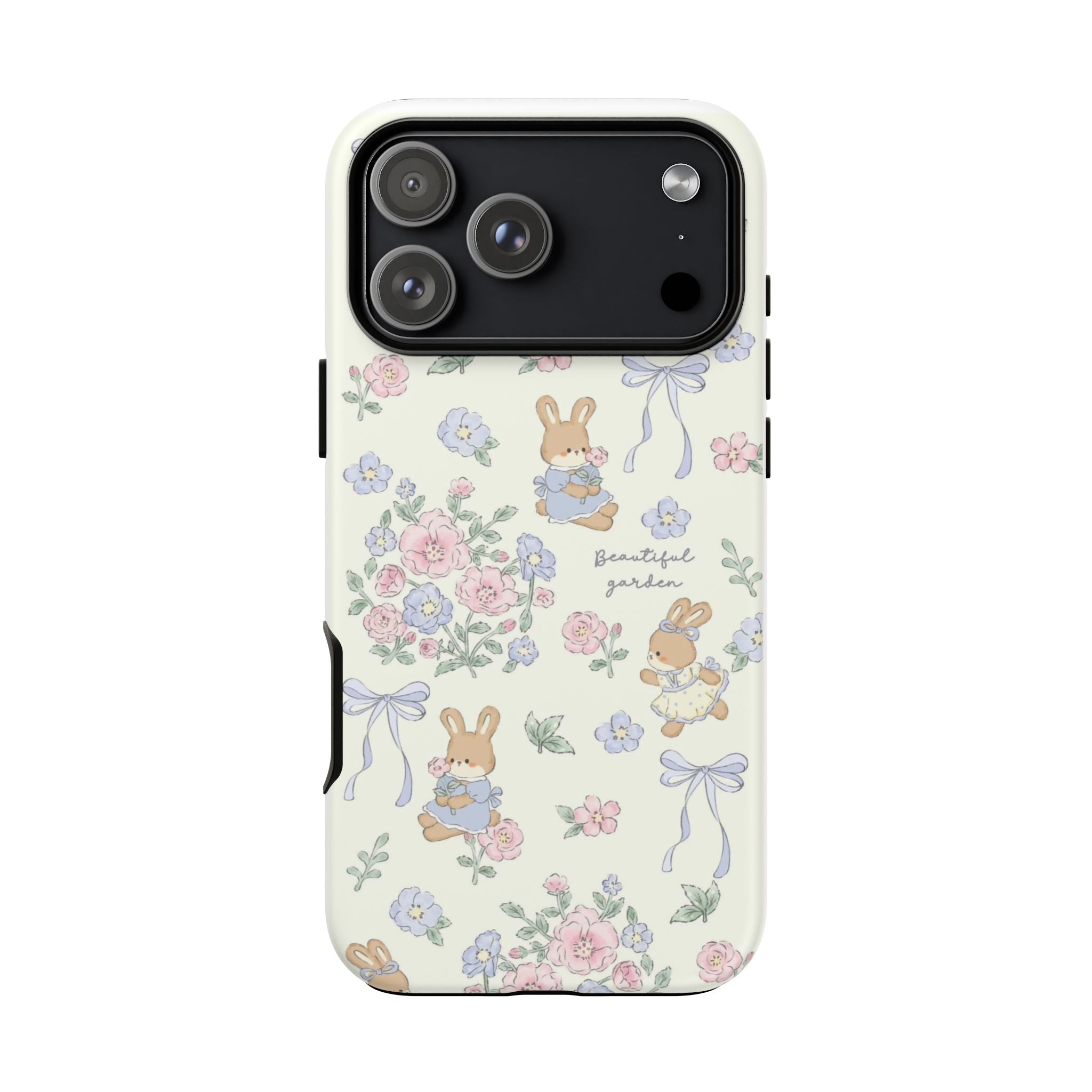 Floral Bunny Phone Case — "Beautiful Garden" Protective iPhone Cover