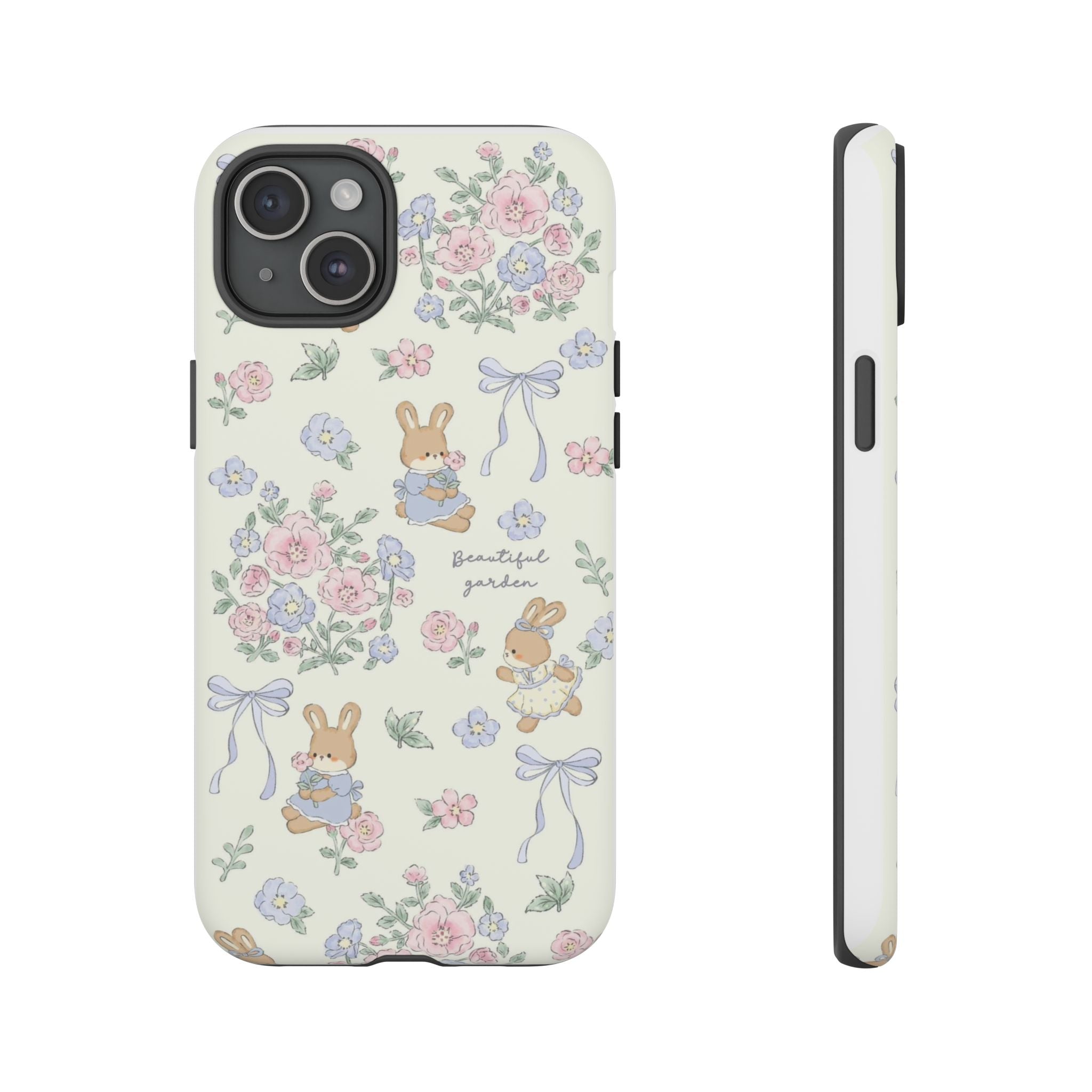 Floral Bunny Phone Case — "Beautiful Garden" Protective iPhone Cover