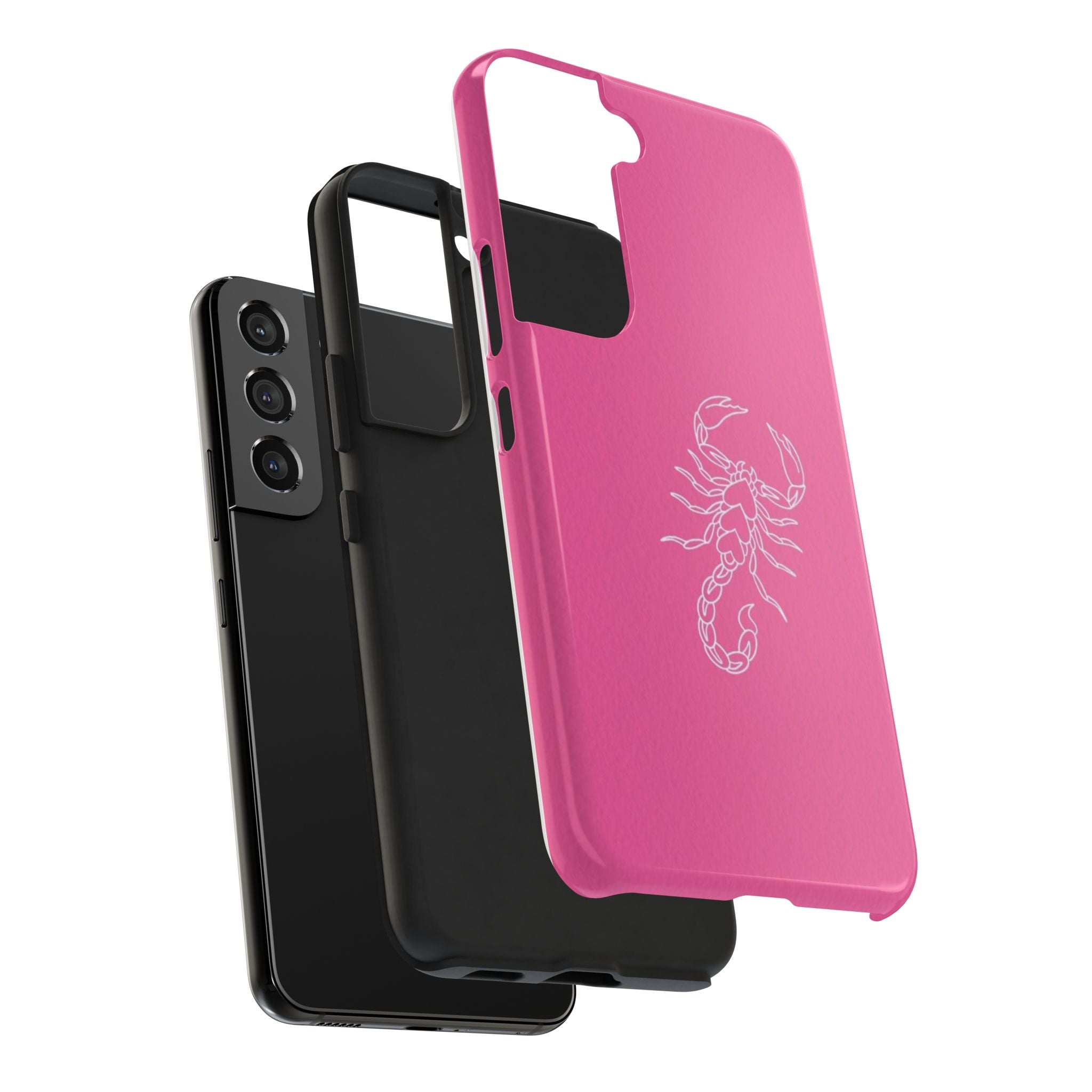 Pink Scorpion Tough Phone Case — Protective iPhone Case with White Scorpion Design