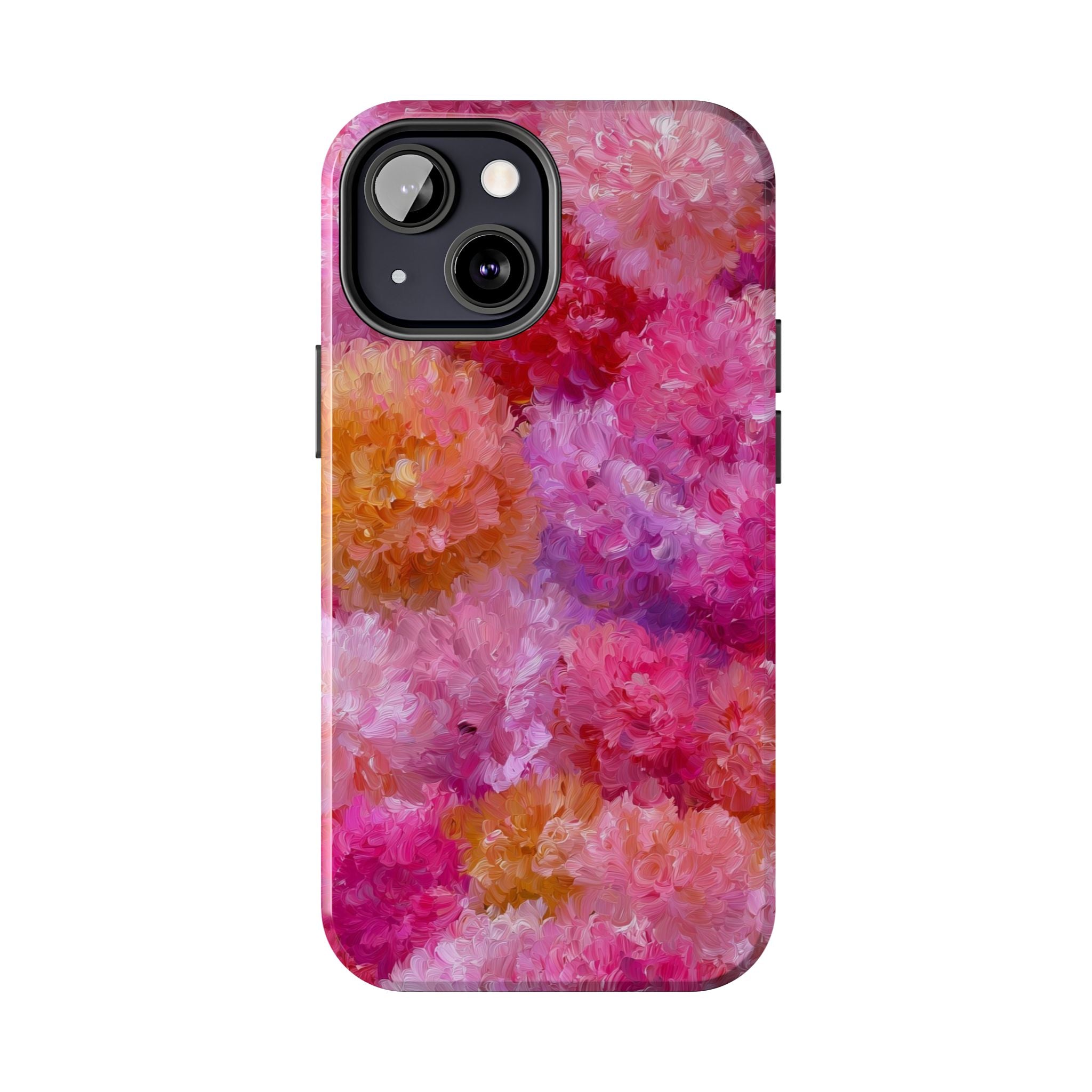 Floral Burst Tough Phone Case — Pink Watercolor Peony Protective Cover