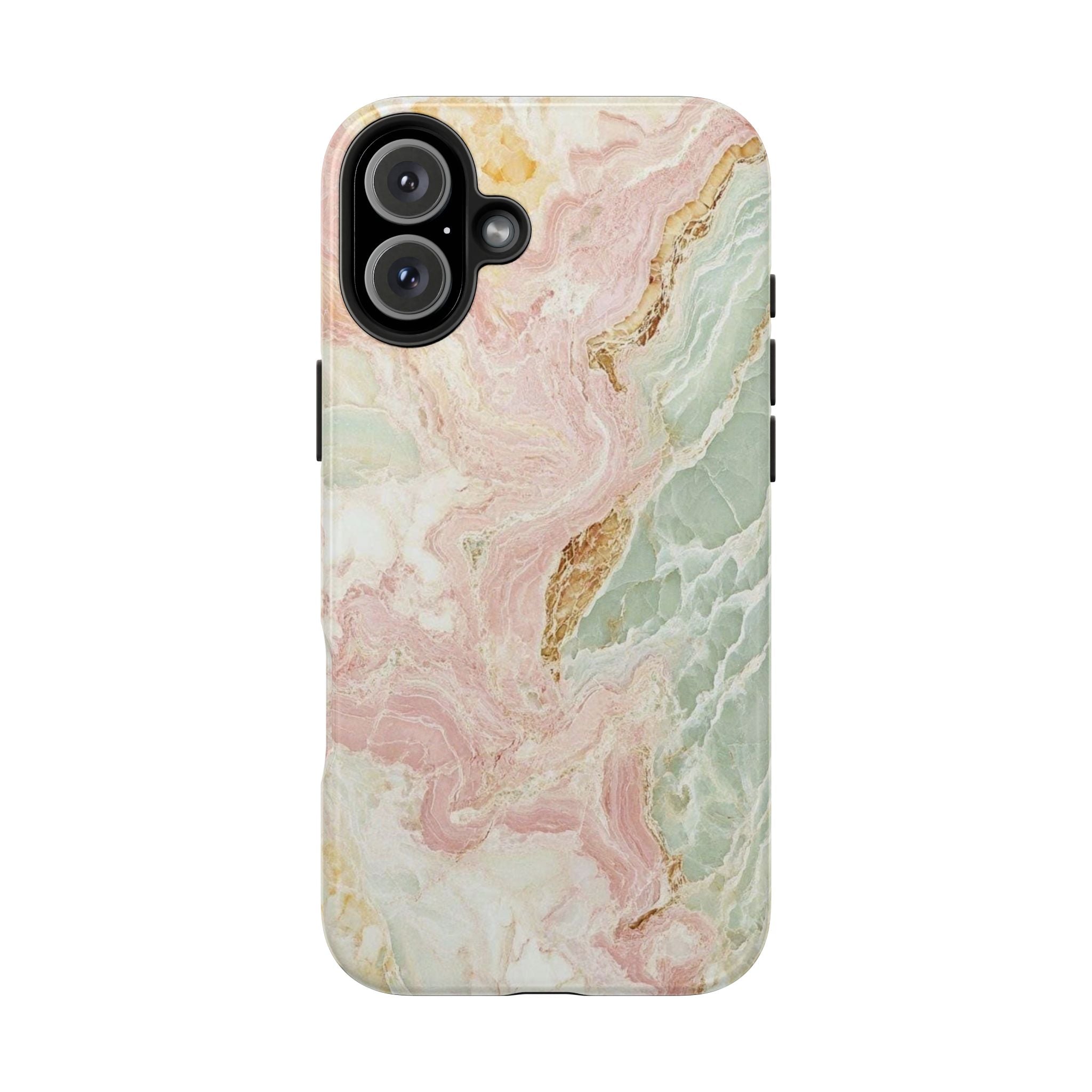 Pastel Marble Tough Phone Case – Protective iPhone Cover with Pink & Mint Swirl